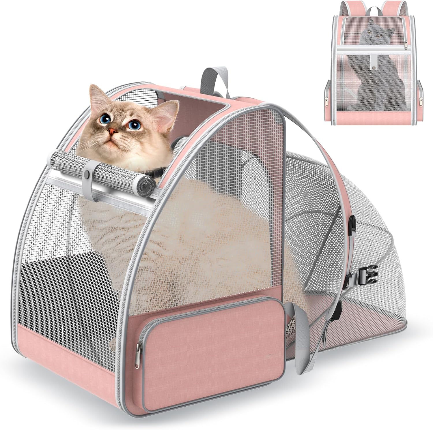 Expandable Cat Backpack Carrier for Travel & Hiking – Soft, Breathable Design (Pink) Expandable Cat Backpack Carrier for Travel & Hiking – Soft, Breathable Design (Pink)