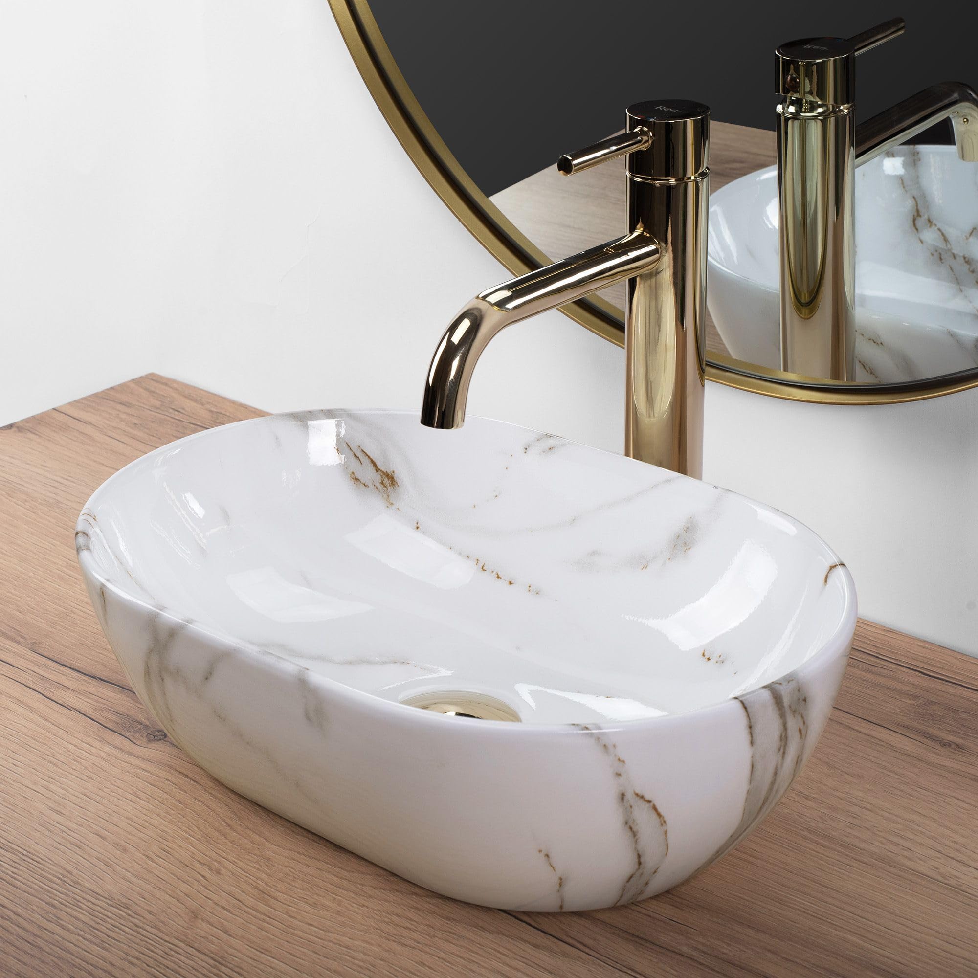 Lavabo Sobre Encimera Rea Amelia Mini Shiny Aiax Blanco