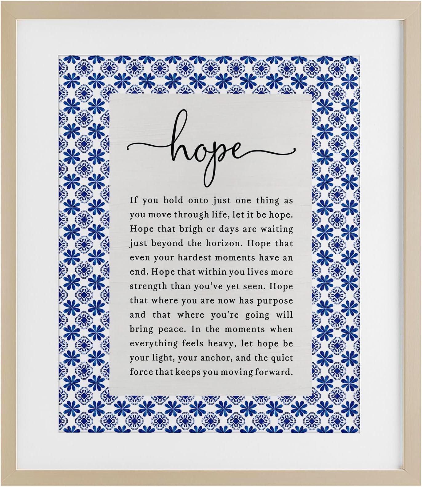 Hope For Brighter Days Gray Framed Print Under Glass, design by Lettered and Lined, 16 x 13