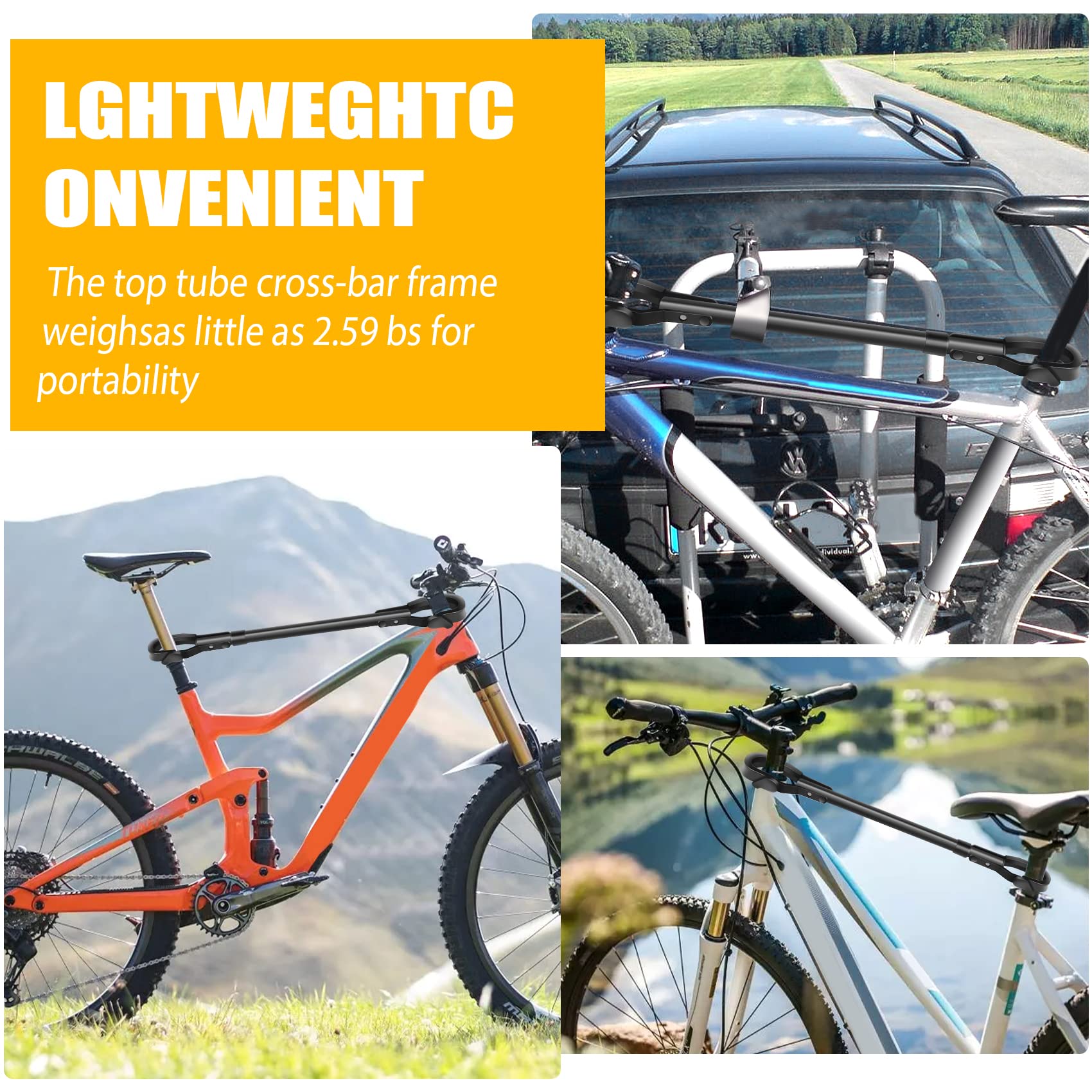 KapazitäT 30 Kg / 66 Lbs Fahrrad Fahrrad Oberrohr Querstange Rahmen Einstellbarer Adapter für Y-Rahmen Lady FahrradträGer