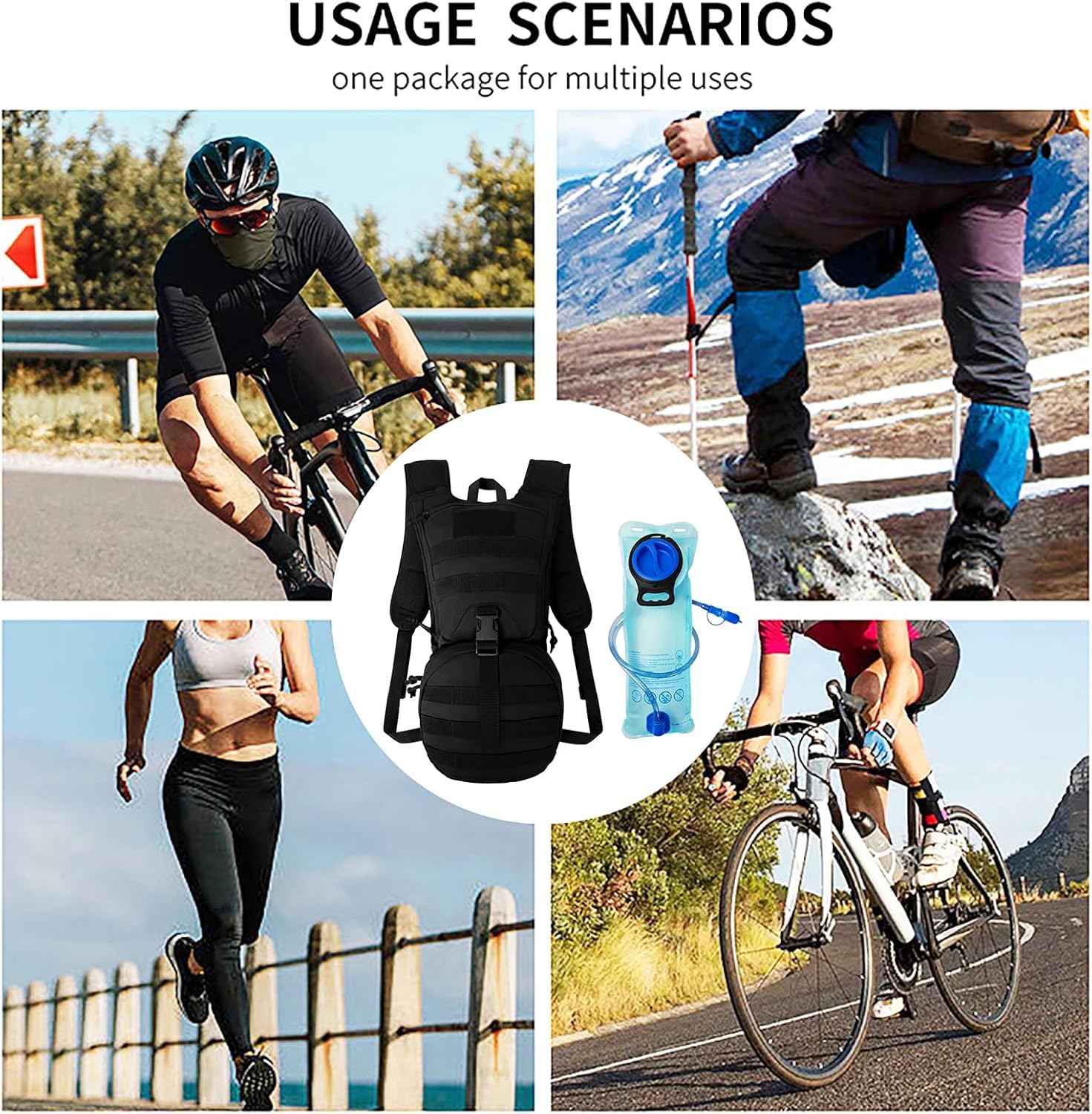 Tactical Molle Hydration Backpack Pack, Military Insulated Water Backpack with 3L Water Bladder for Hiking Running Biking Cycling - Image 6