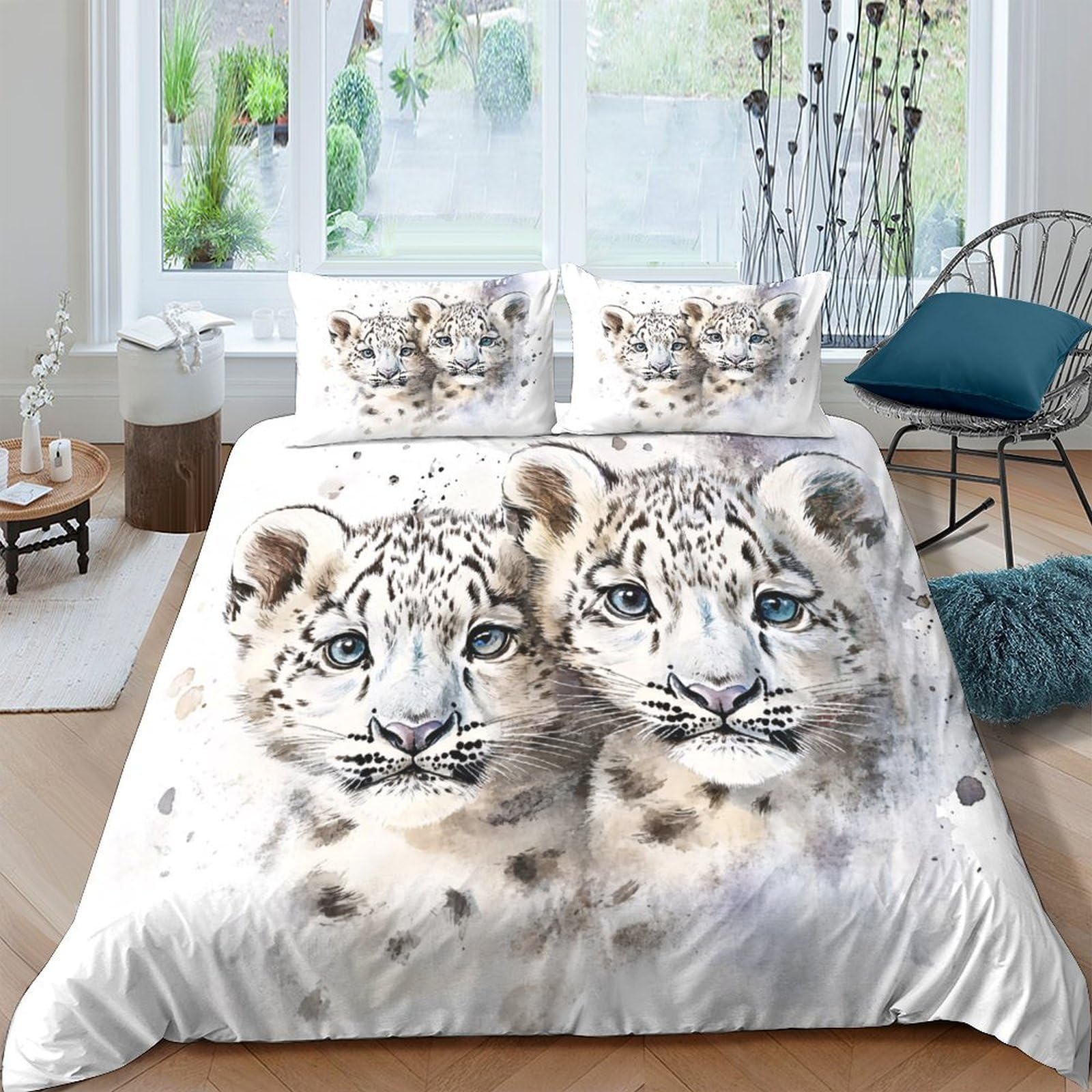 Ctjqhvkz Style-6 3D Printed Snow Leopard Fitted Sheet Microfiber Soft Animal Twin Leopard Mattress Cover For Bedroom Guest Room Décor Single（135X200cm）