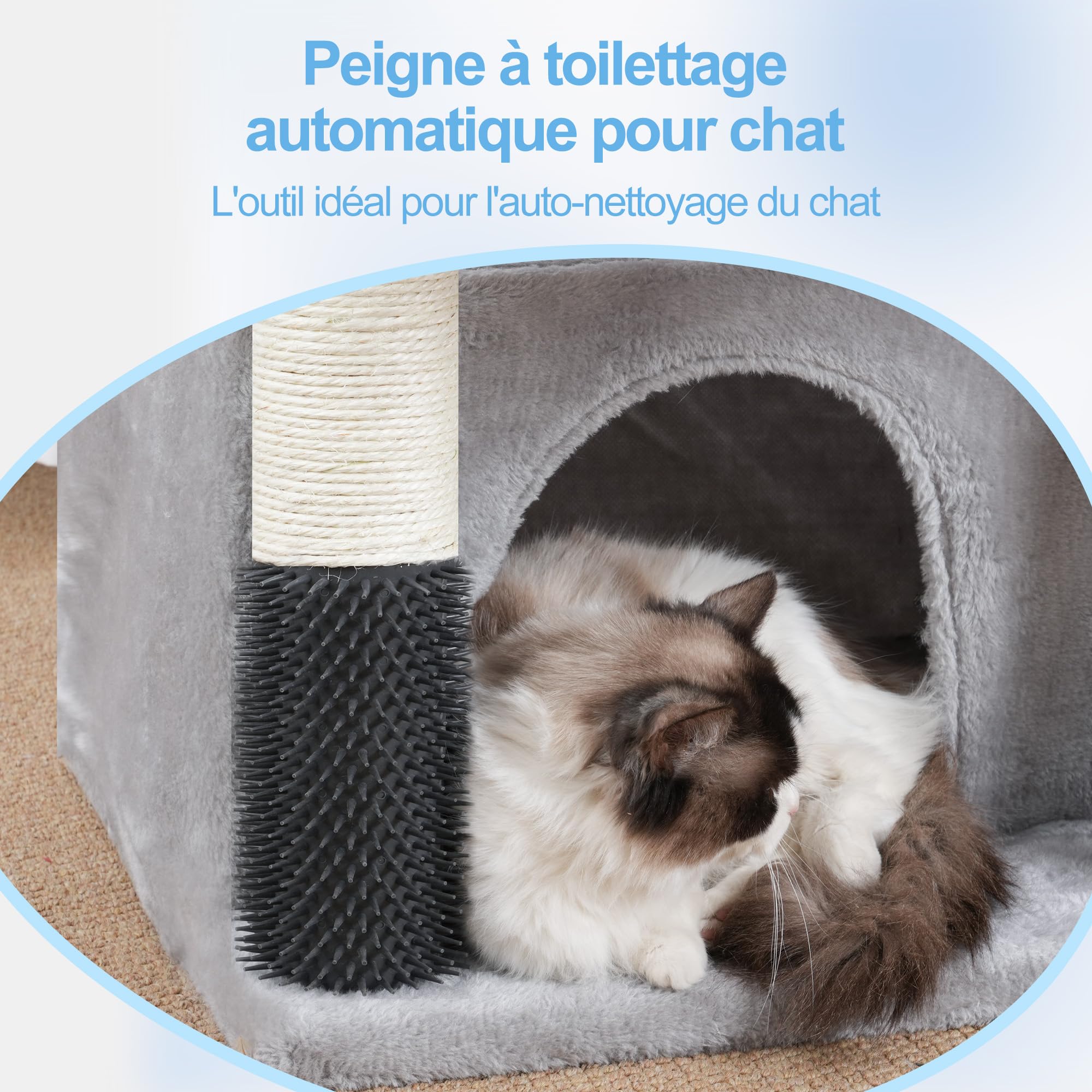 Hey-brother Arbre à Chat, Tour de Jeux pour Chats spécifique pour Les Chats Grands et Les Maine Coon, avec 2 Grandes Plateformes, 2 hamacs, Un Grand Niche Un Peigne à toilettage, Gris Clair MPJ070W
