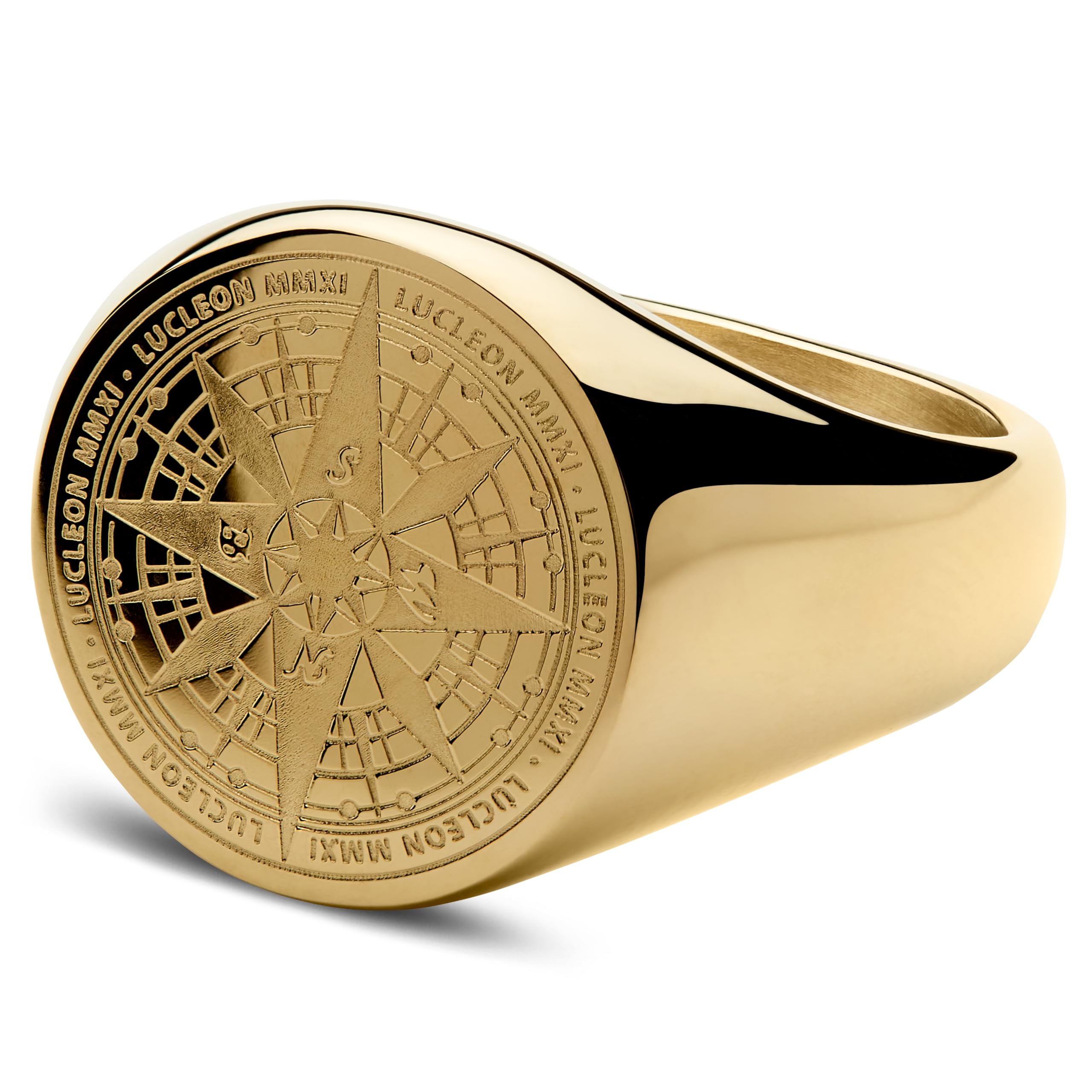 Lucleon by Trendhim Ring Herren | Kompass-Siegelring aus chirurgischem Edelstahl mit graviertem Signet | Dänisches Design | Stilvoller Männerschmuck für Alltag & Anlass