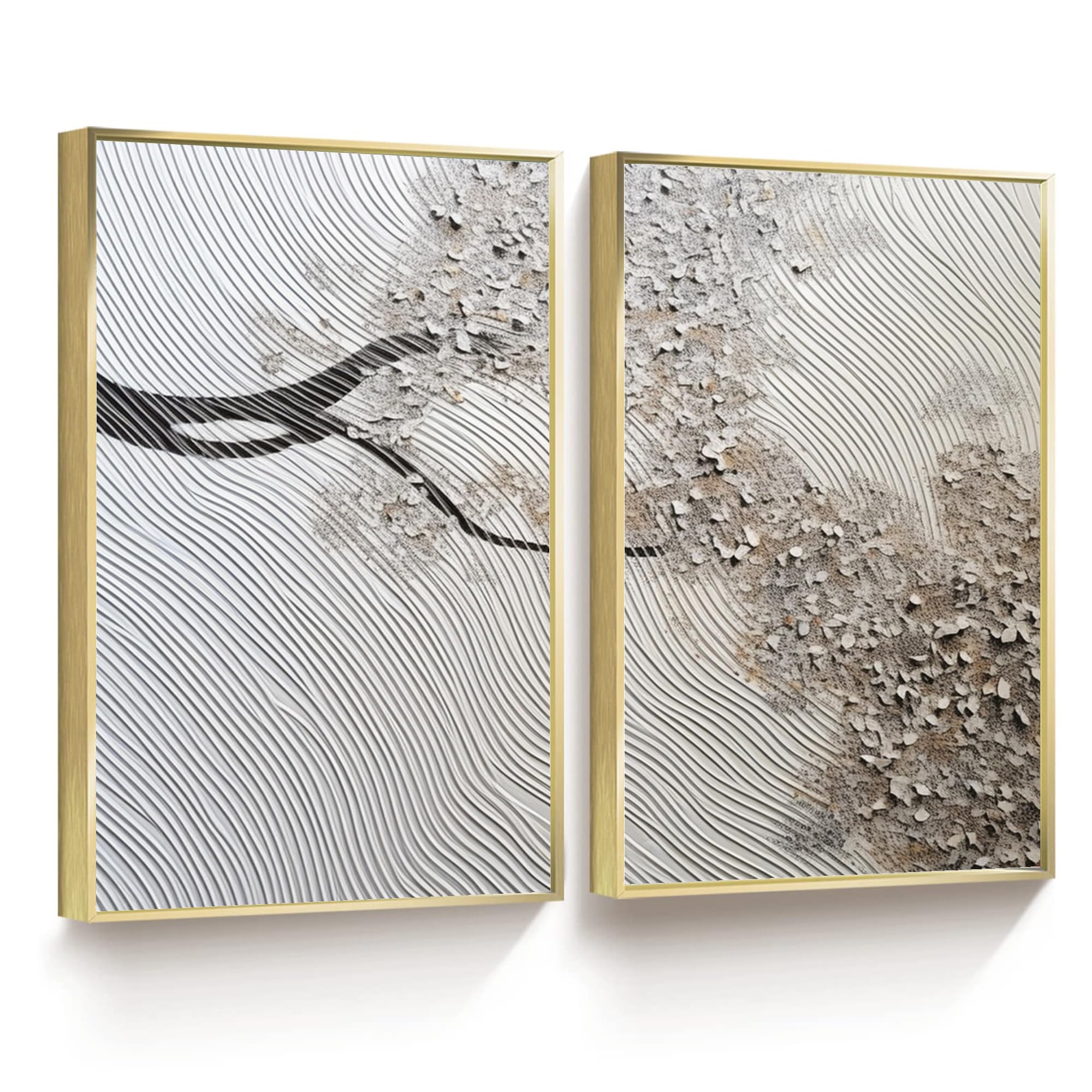 Set of 2 Prints White Art Prints Neutral Abstract Art Large Abstract Painting Brown Fine Art Flower Bedroom