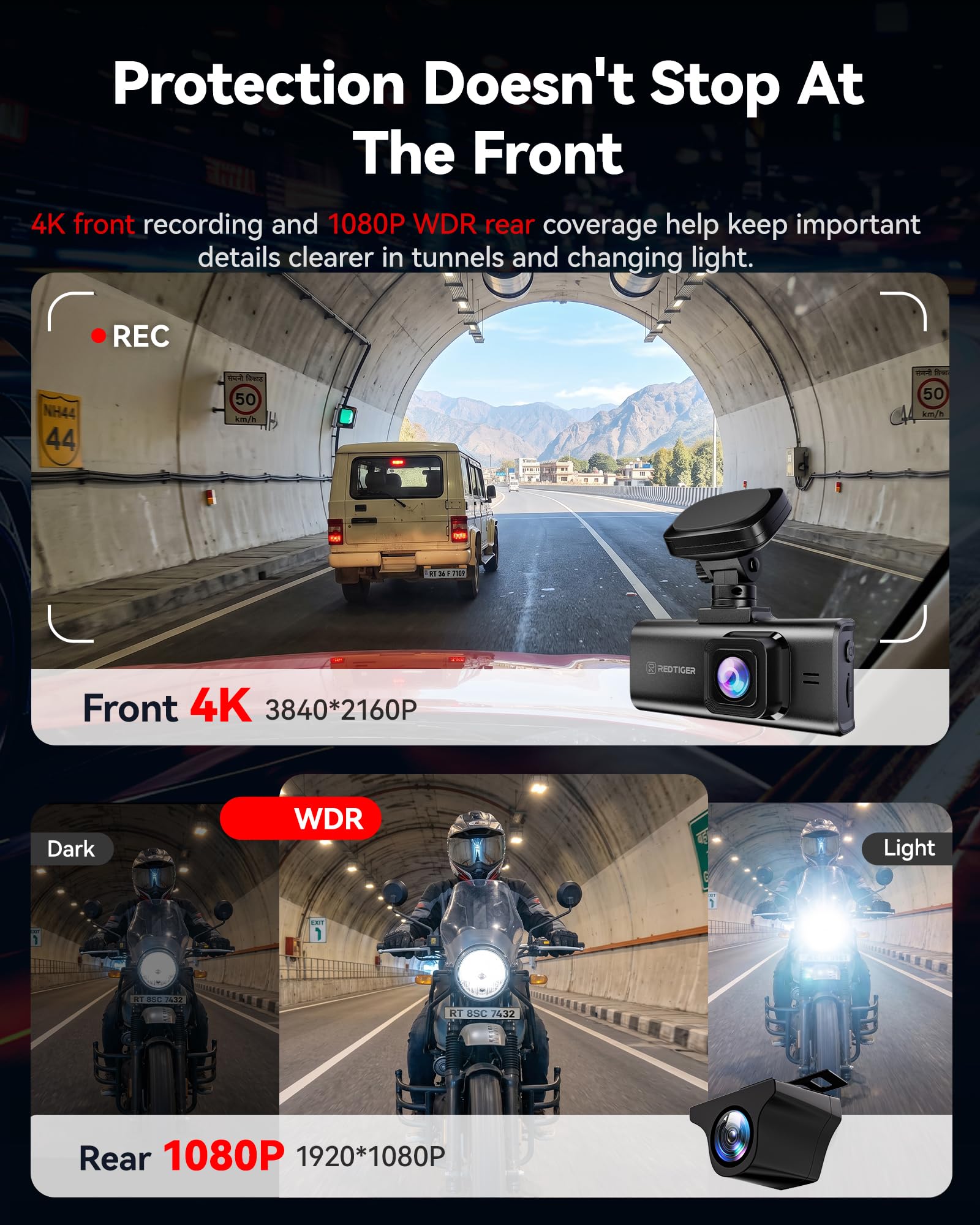 REDTIGER F7N Elite 4K Dual Dash Cam - 2 Channel -4