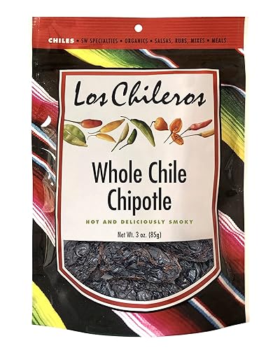 Los Chileros Chipotle de Chile entero, rojo oscuro, 3 onzas