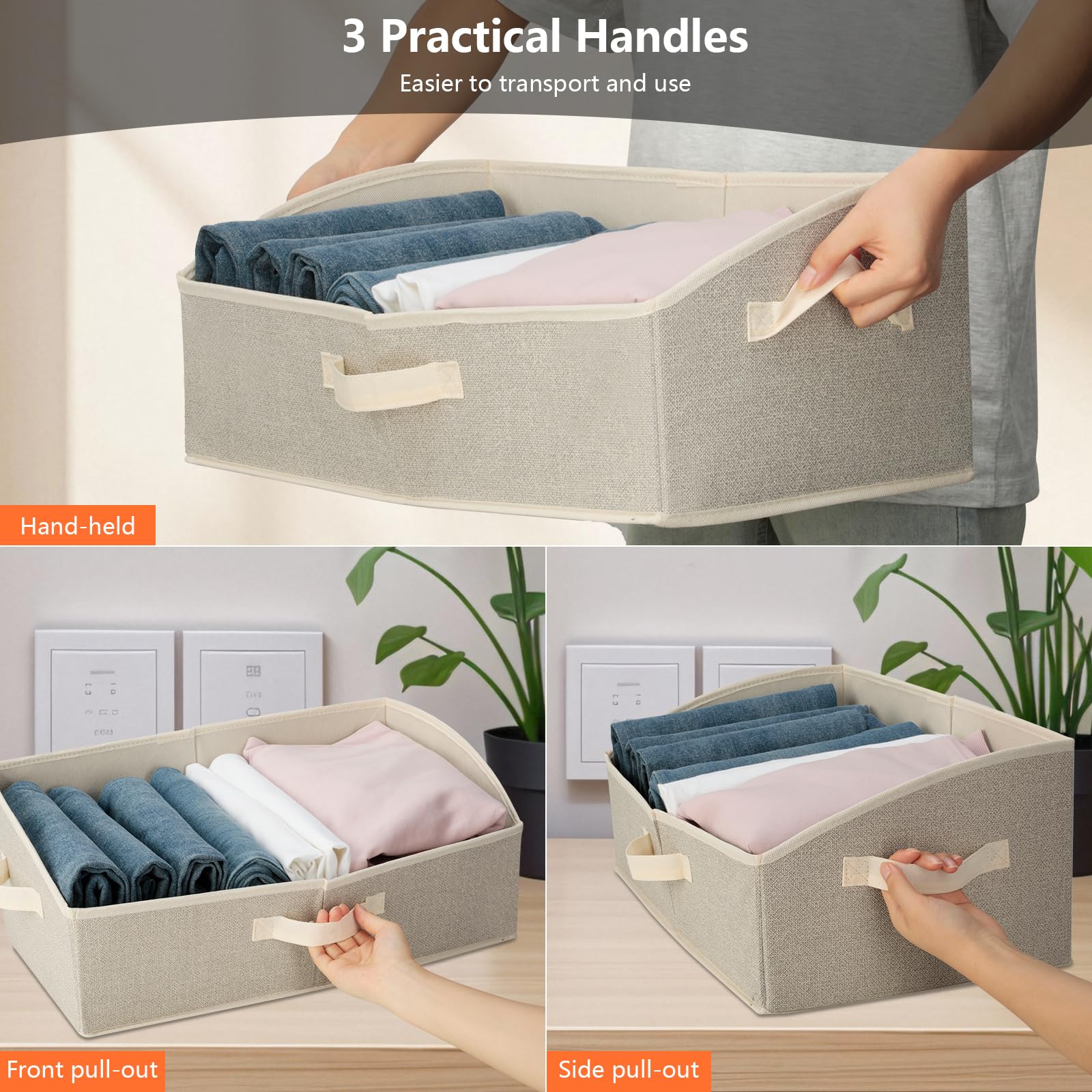AiQInu Scatole Portaoggetti 28L,Cubo Portaoggetti Pieghevole in tessuto 50x28.5x20cm Set di 2, con Maniglia,Grande Contenitore per Vestiti,Armadio,Giocattoli, libri e Guardaroba