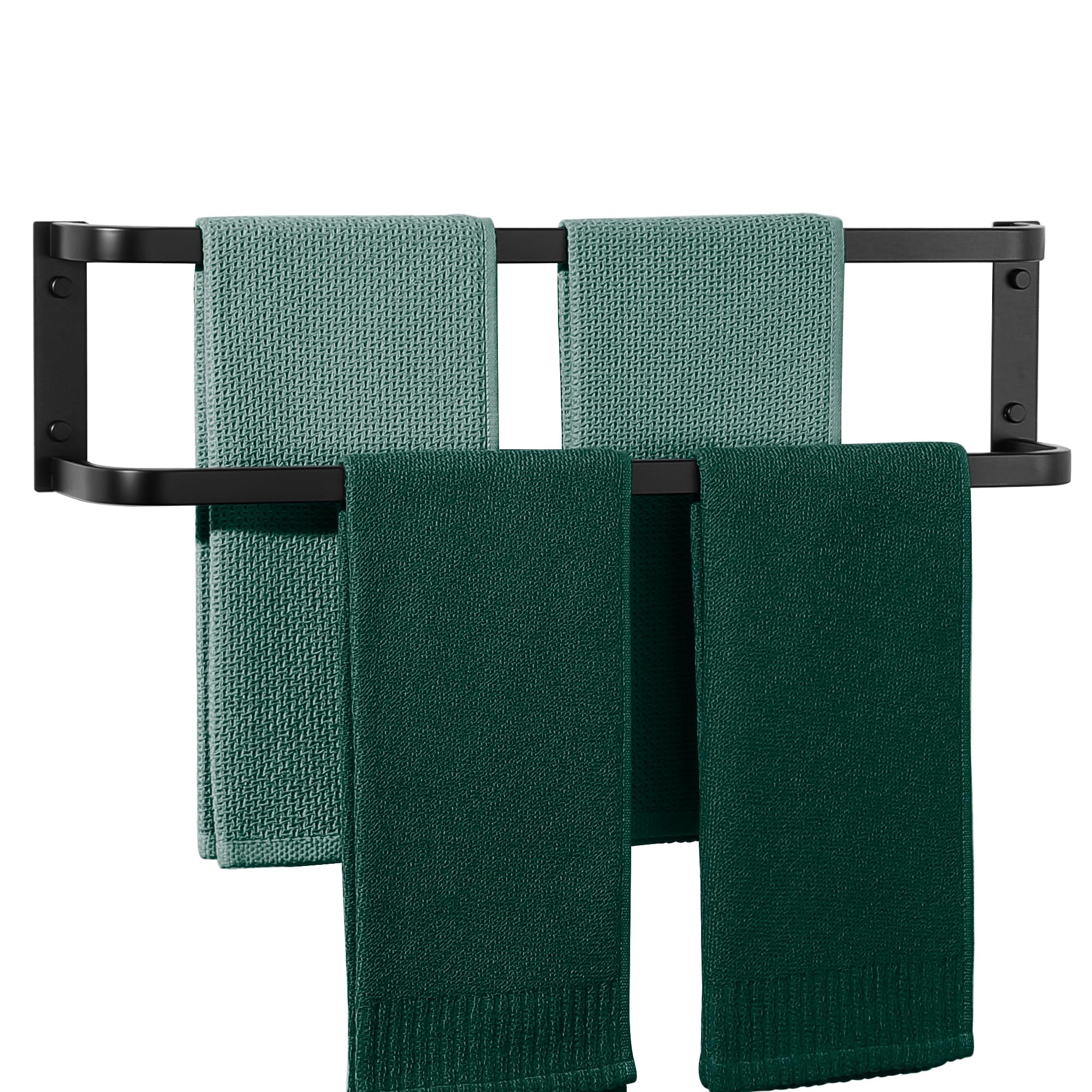 Mooche Porte-Serviettes Mural à 2 Niveaux, 60 CM, en SUS304, Noir | Barre Porte Serviette Pratique en Acier Inoxydable SUS304 Pour Cuisine et Salle de Bain, Facile à Installer