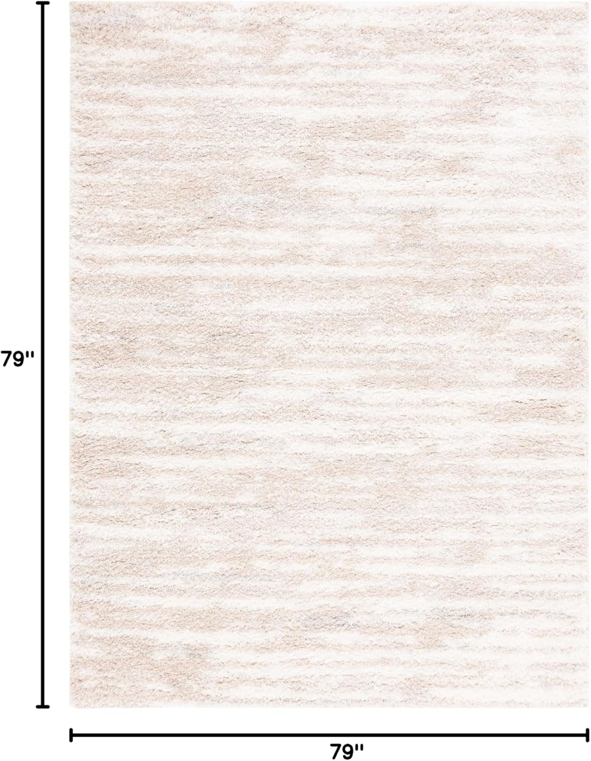 SAFAVIEH Lindsay Shag Collection Area Rug - 6'7" Square, Beige & Ivory, Modern Design, 1.8-inch Thick, Ideal for High Traffic Area in Living Room, Bedroom, Dining (LNS554B-7SQ)