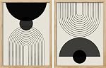 SIGNFORD Boho Wall Art Decor, Mid Century Modern Art Decor, abstrait Art mural encadré, moderne art mural, géométrique art muraux - 12"x16"x 2 Panneaux