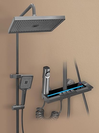 Plantex Digital Piano Shower Set/Bathroom Shower Set/Hot and Cold Mixer Thermostatic Shower System With Hand Shower/Water Fall Spout/Hand Shower and Spray Gun-Bathroom Accessories (NCZSP-07)