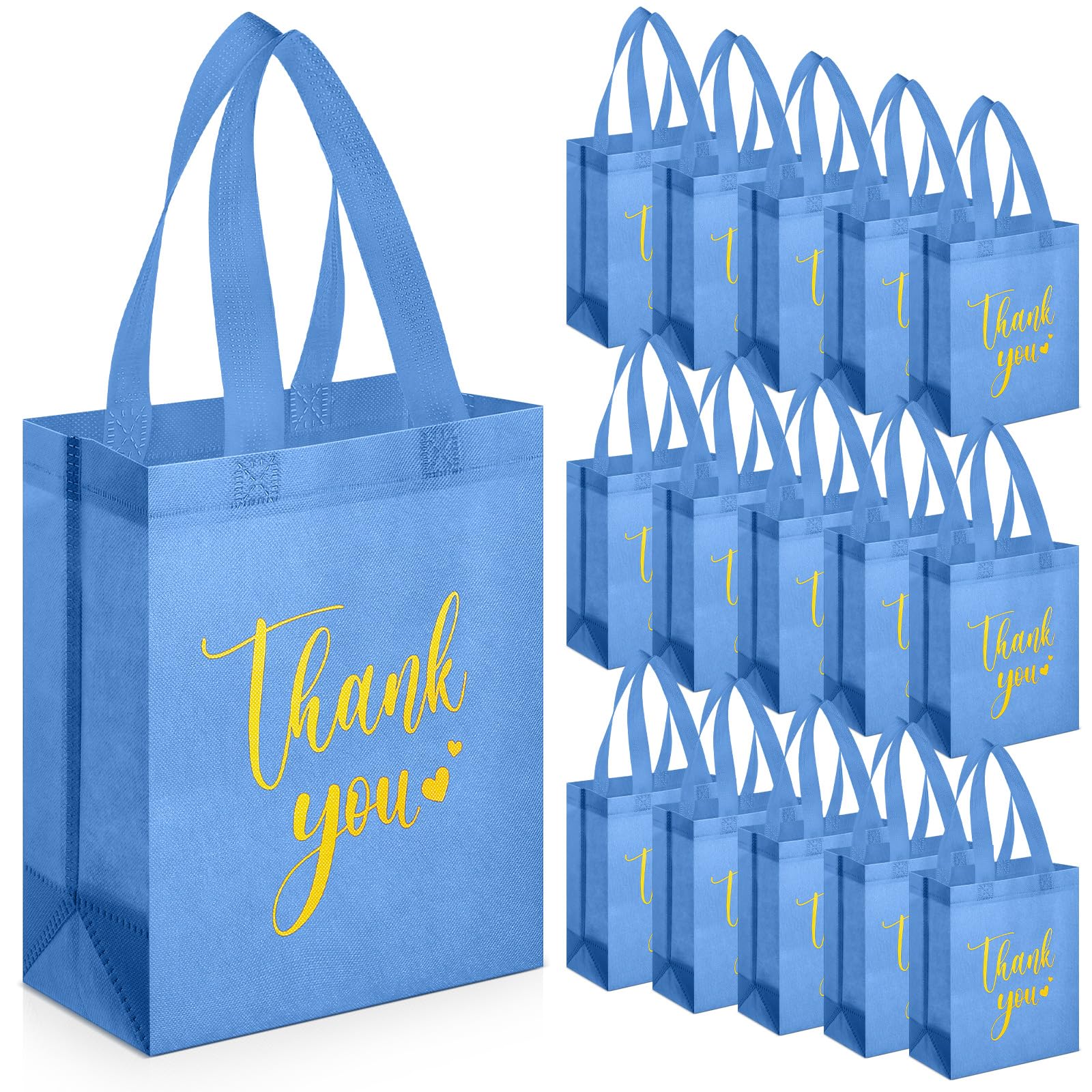 Sweetude 30 Thank You Non Woven Gift Bag, 10 x 8 x 4 Inch, Sky Blue — image 1