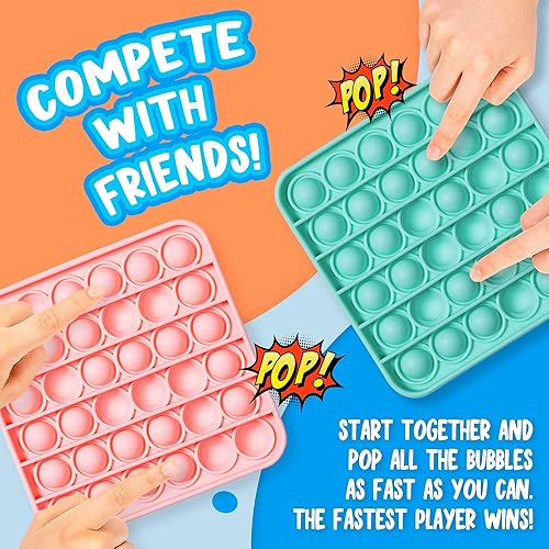 Miniatura 5 de Paquete de 4 juguetes para ansiedad Push Pop Bubble Fidget, cuadrado Push Pop Bubble Sensory Fidget juguete, rosa pastel, menta, amarillo, morado,