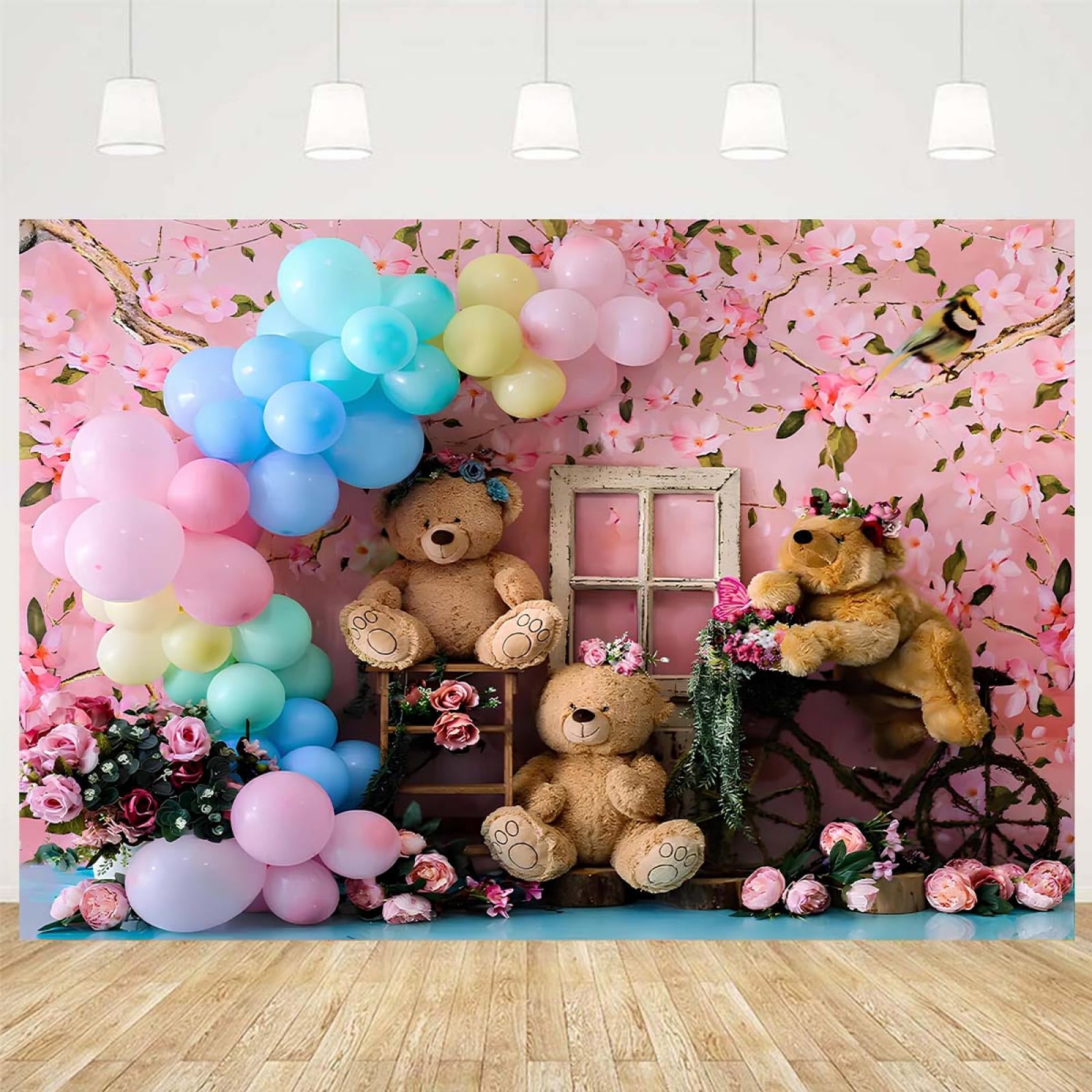 Vintage-Bären-Fotohintergrund – 2,1 X 1,5 M, Für Babyparty, Geburtstag