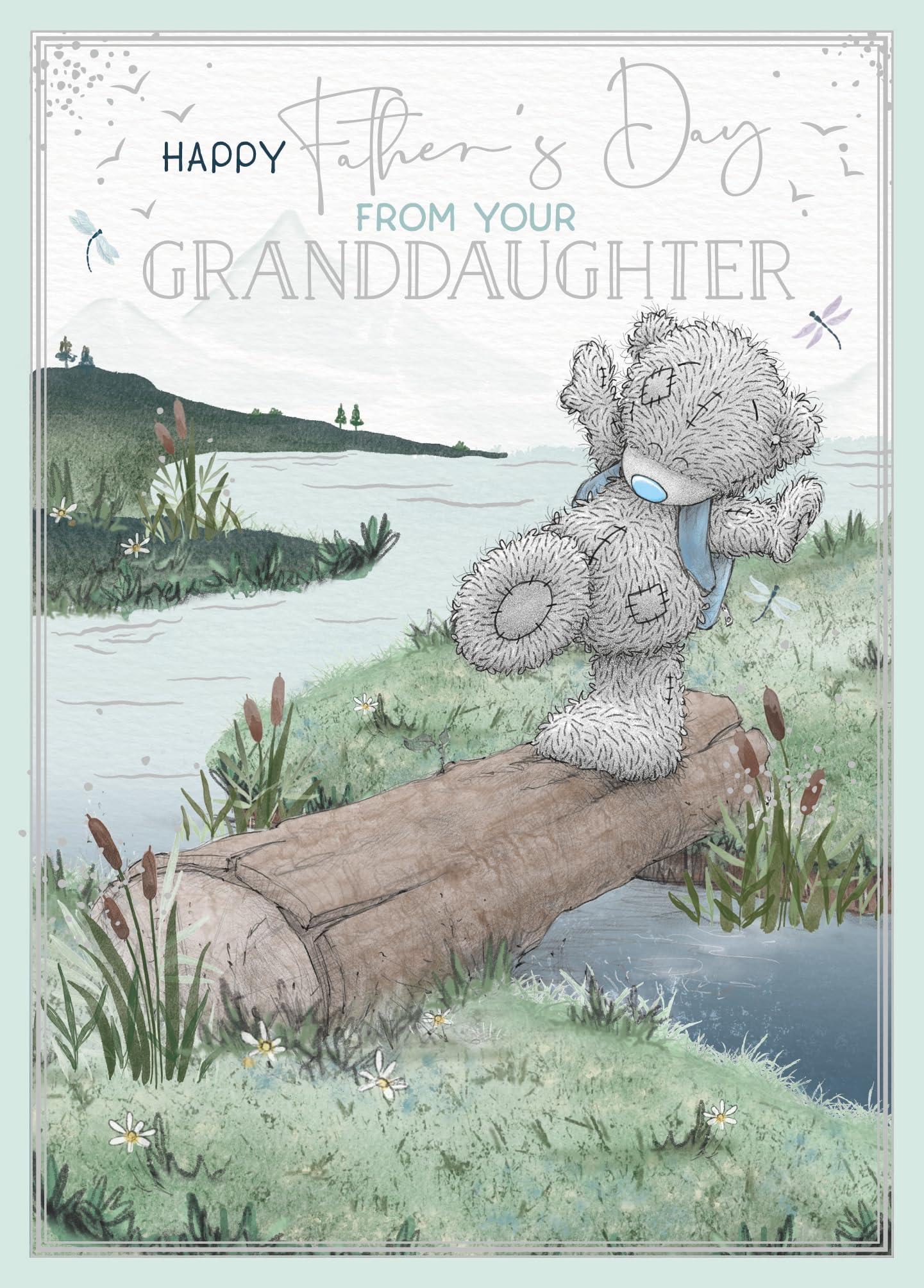 Me To You Tatty Teddy From Your Granddaughter Father's Day Card, Tatty Teddy on log, 5 x 7 inches - Official Collection