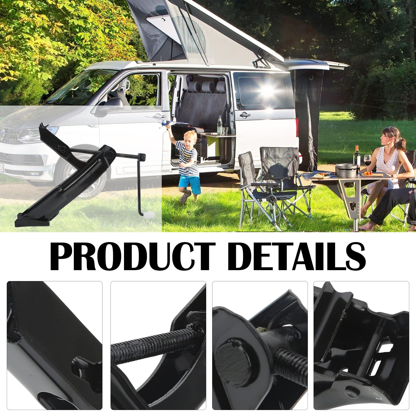 Cric de Voiture Mécanique 1,7T, Manœuvre Manuelle Hauteur sous Caisse 65-390 mm Cric Pliable avec Manivelle Béquille pour Voitures SUV Monospaces et Véhicules Moyenne Taille