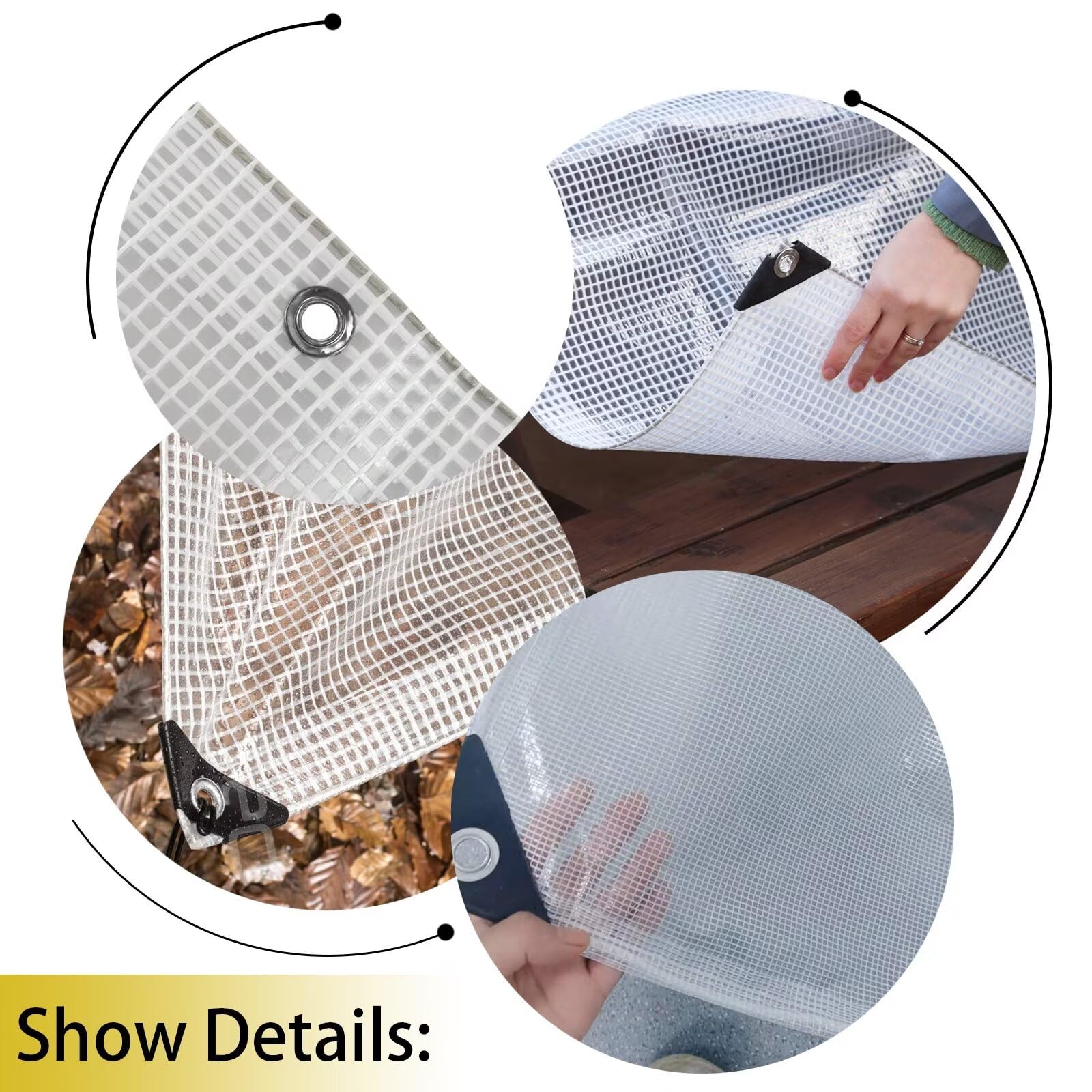 Lona impermeable C de 1,1 m x 4,4 m, 220 g/m², de piel resistente, para caravana y lona multiusos para exteriores, camping, jardinería y protección de equipos