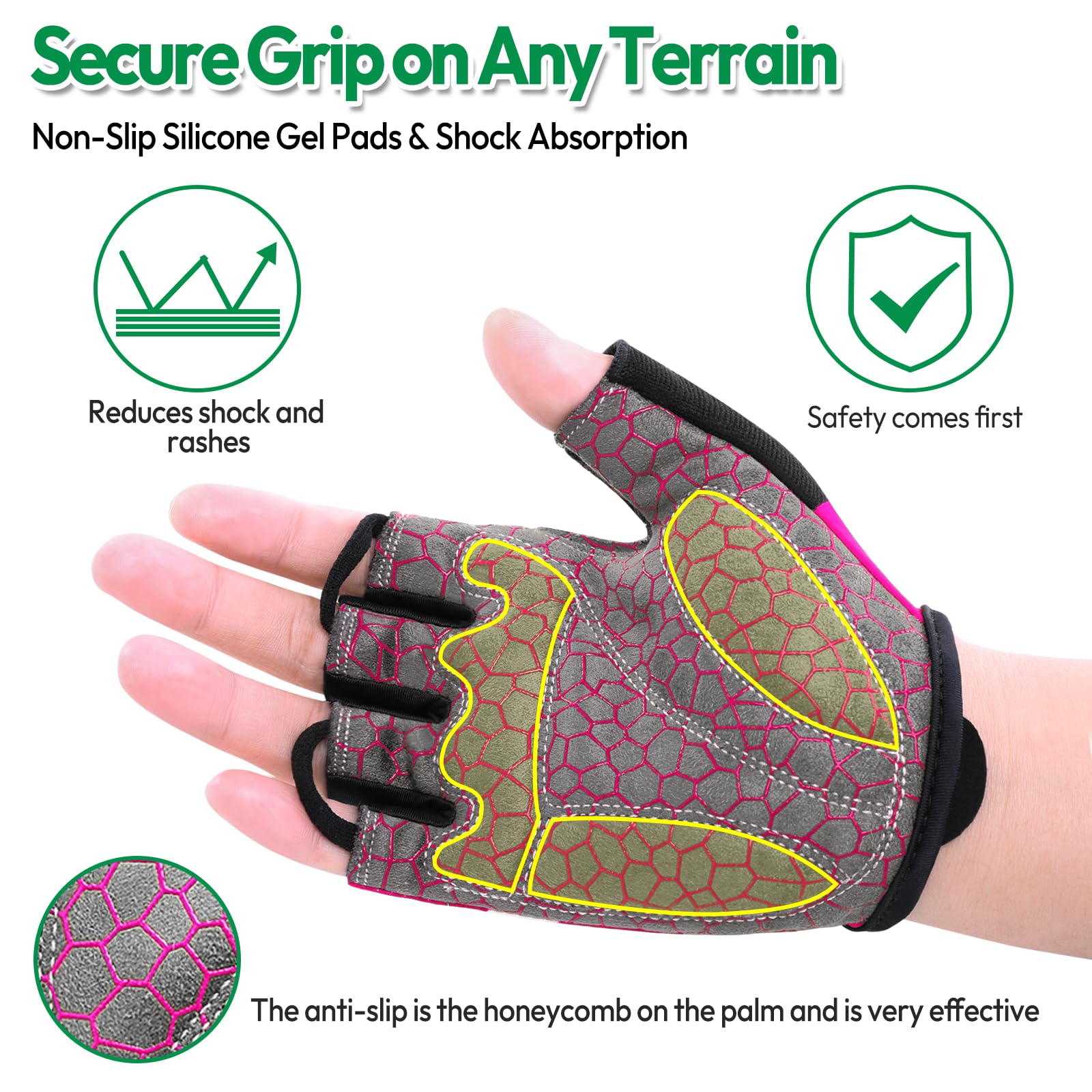 KONVINIT Gants de vélo Demi-Doigts Respirant mitaine vélo rembourrés avec poignée Anti-dérapante Unisexe pour VTT,vélo de Route,Gymnase,Crossfit,haltérophilie