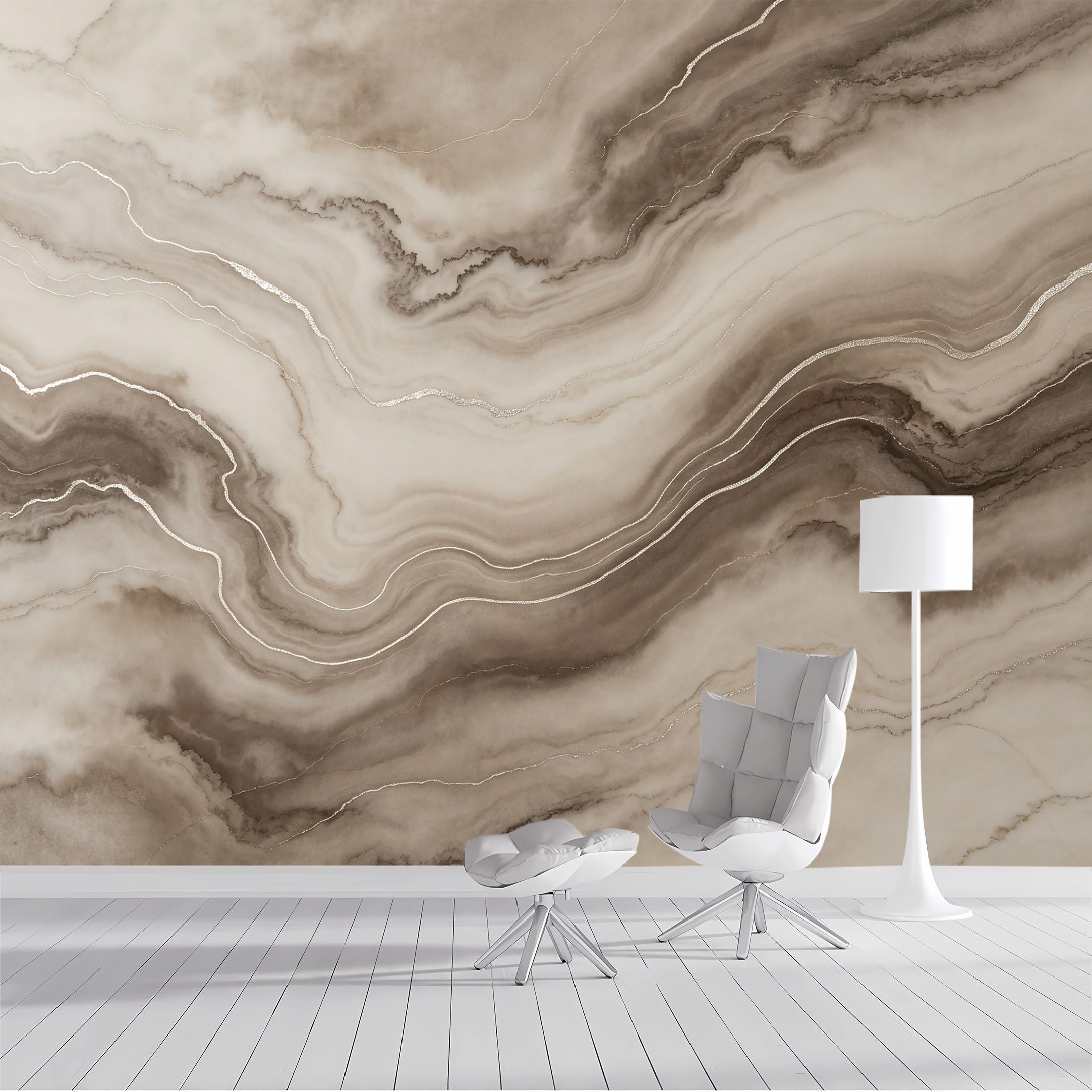 Custom Size Wall Mural Abstract Marble Veining Agate Textured Modern Watercolor Silver Line SelfAdhesive Wall Fabric Removable Peel and Stick Wallpaper for Living Room Bedroom Bathroom