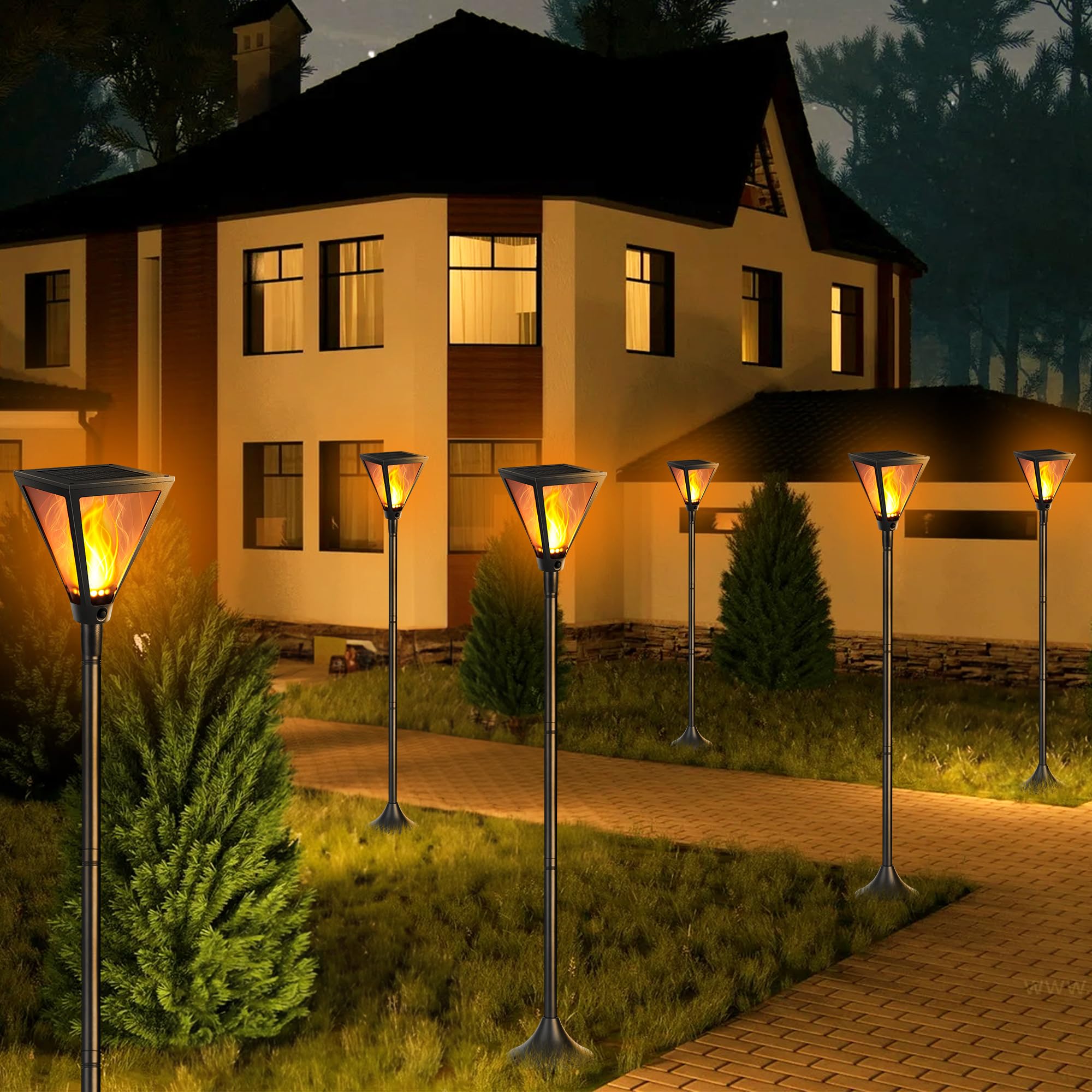 Joomer Solarlampen für Außen mit Realistischer Flammeneffekt 2 Stück 138CM