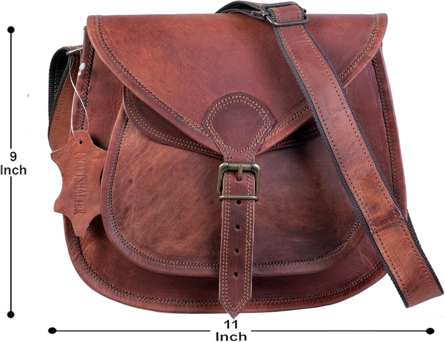 Vintage Leather Crossbody Satchel, Brown Handcrafted Purse, Adjustable Strap, Leather Woman purses and handbags for Everyday use Sling Shoulder Bag Handmade Bag - Image 3