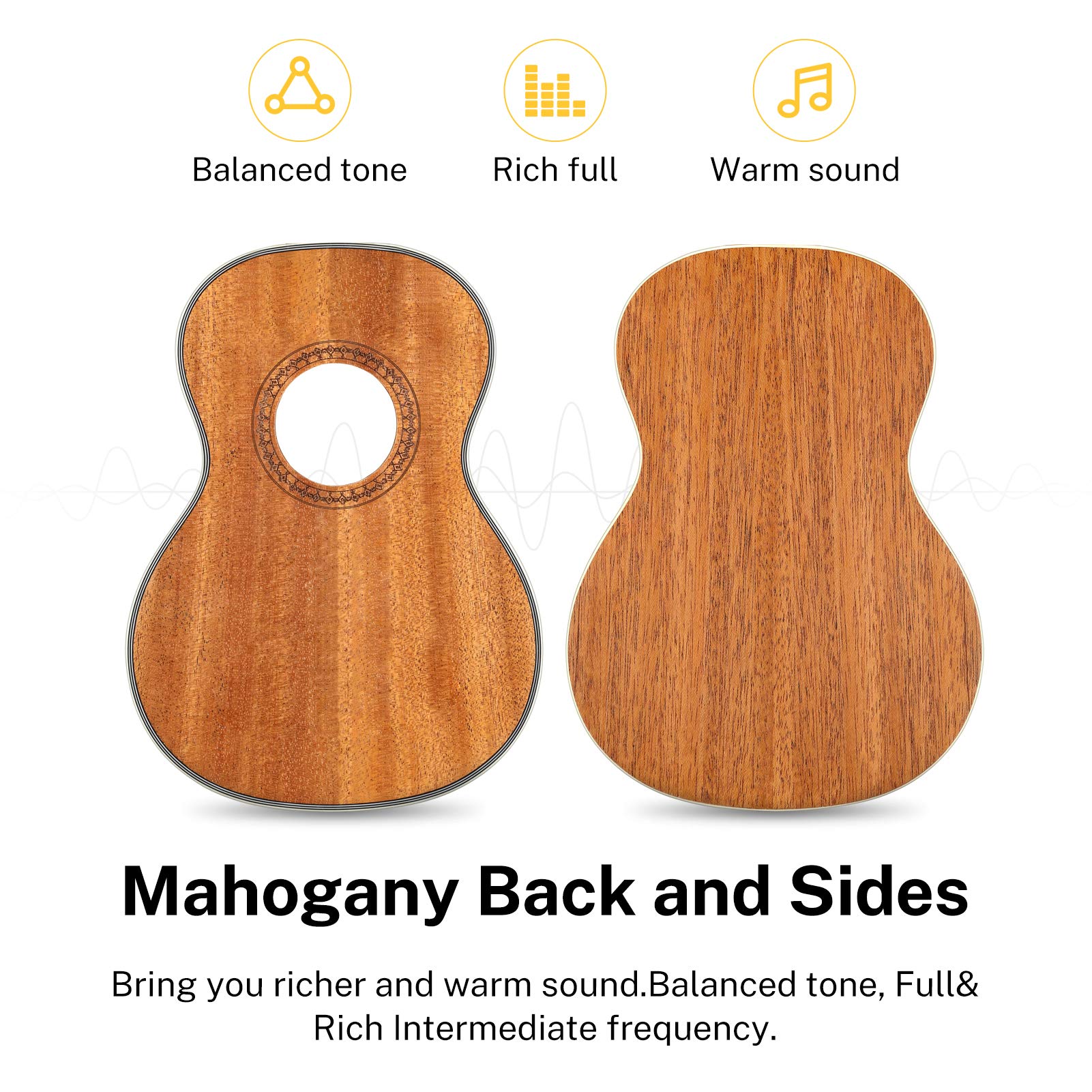 Donner Ukulele Soprano 21 Pollici Ukulele Principianti Kit per Bambino Studente con Corda Nylon Ukulele Hawaiano Mogano Legno Online Lezione DUS200