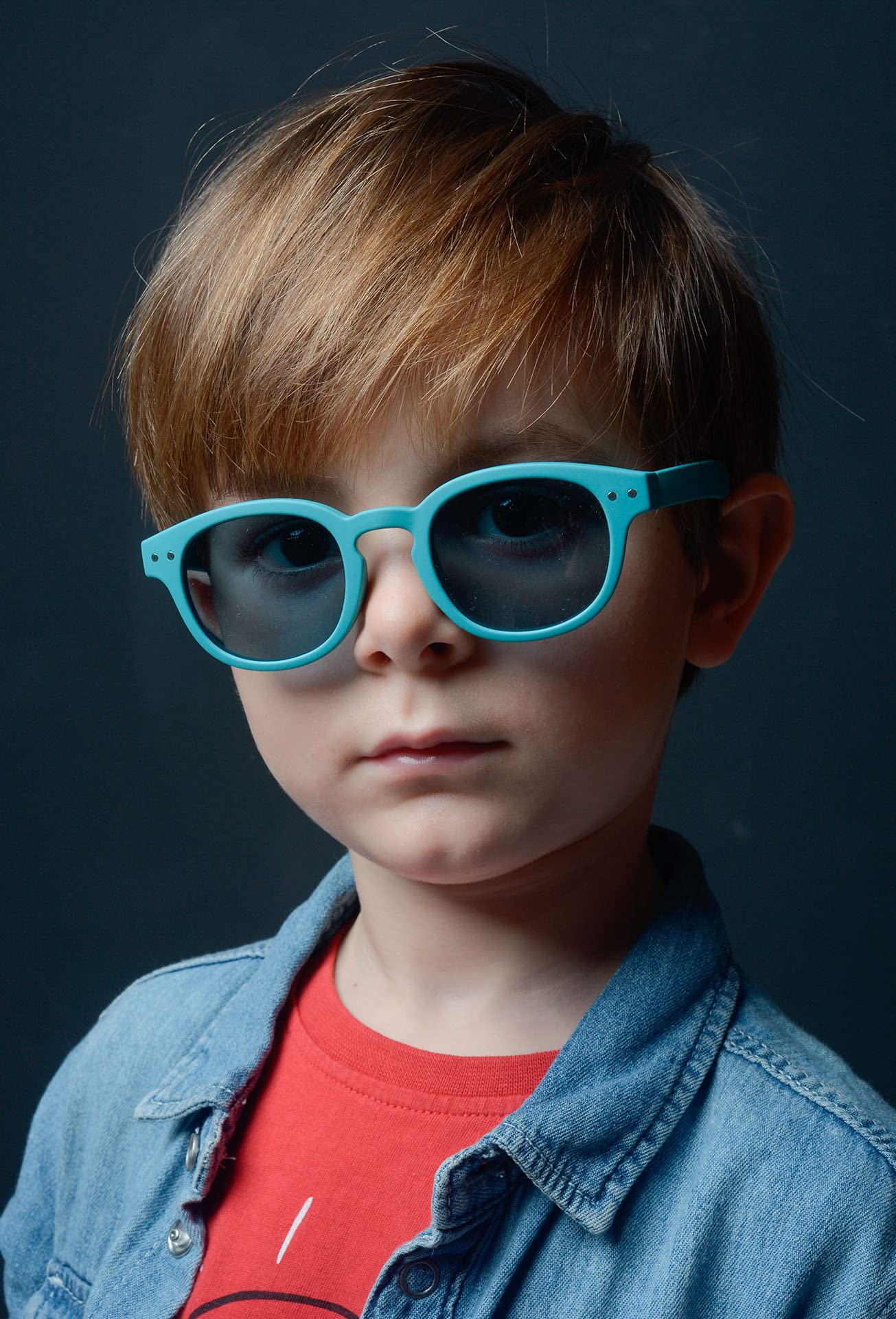 LOJUDI Occhiali da sole per bambini, ragazze, ragazzi, polarizzati, rotondi, a specchio, protezione UV400, occhiali da sole per bambini dai 3 ai 12 anni, nero/blu a specchio, Einheitsgröße