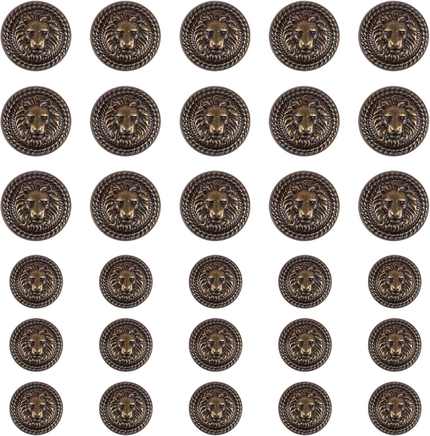 Framendino, 30 Pack 23mm Metal Lion Head Sewing Buttons Vintage Antique Bronze Button