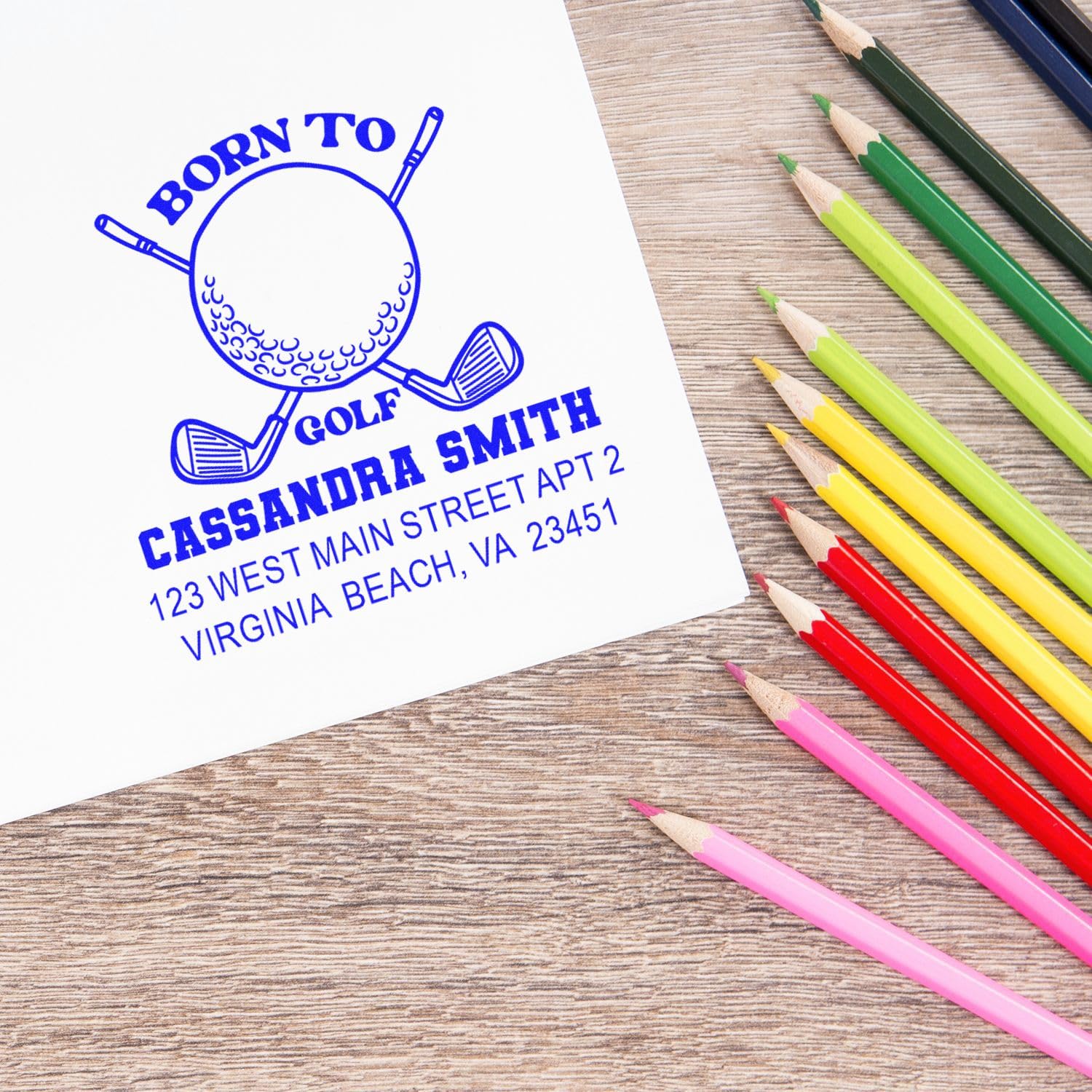 Personalized Golf Passion Pre Inked Rubber Stamp - Pre Inked Address Stamp
