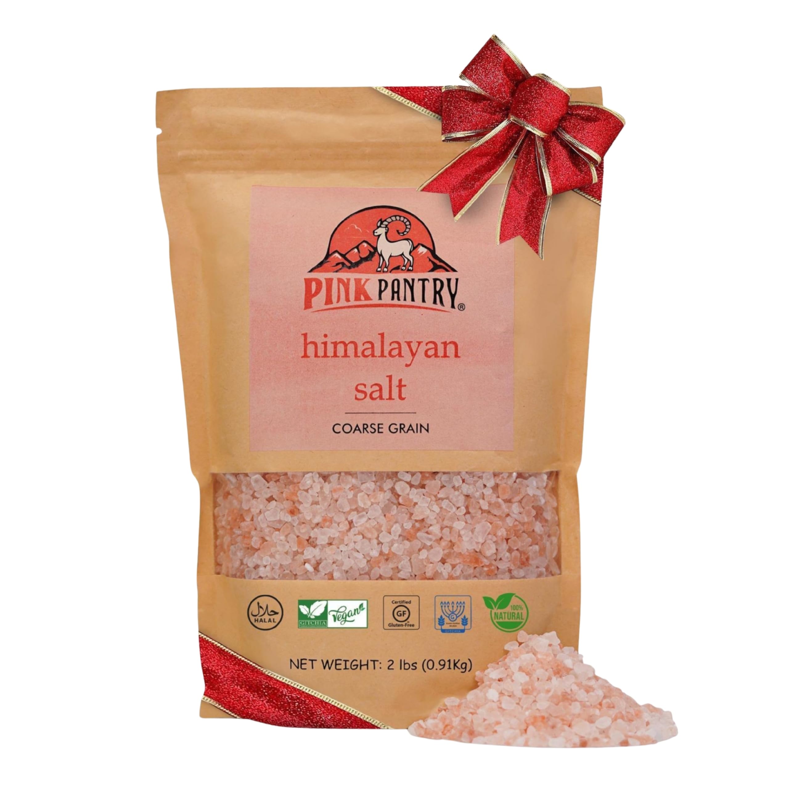 Pink Pantry Himalayan Pink Salt, 100% Pure Himalayan Salt, Non-GMO, Kosher Certified Coarse Salt, No Additives, Ideal for Cooking, Seasoning & Gourmet
