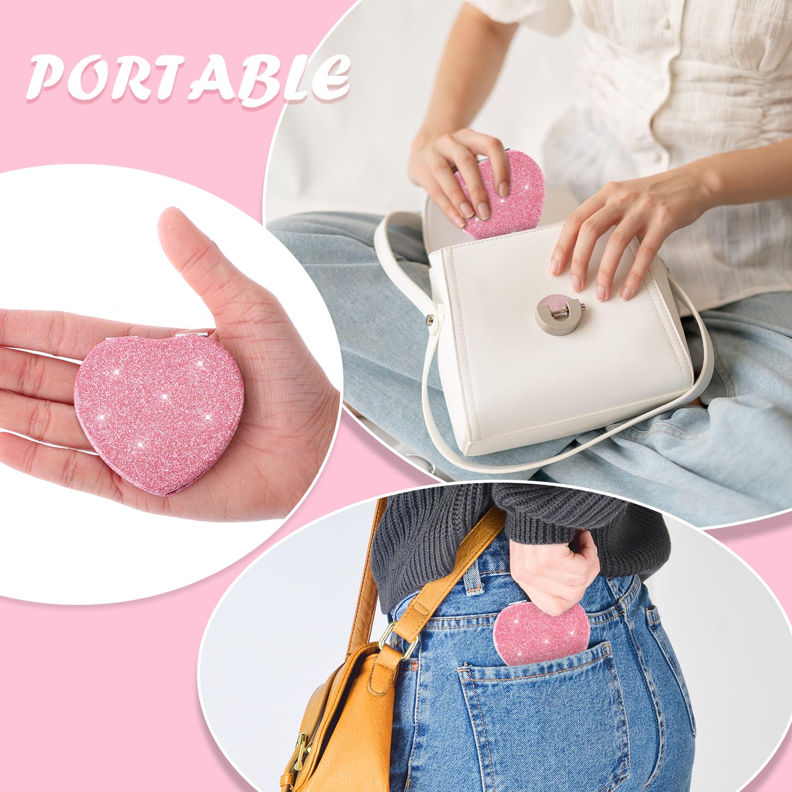 Kompakter Faltbarer Make-up-Spiegel – 2-seitig Mit Vergrößerung, Ideal Für Reise & Handtasche, In Pink