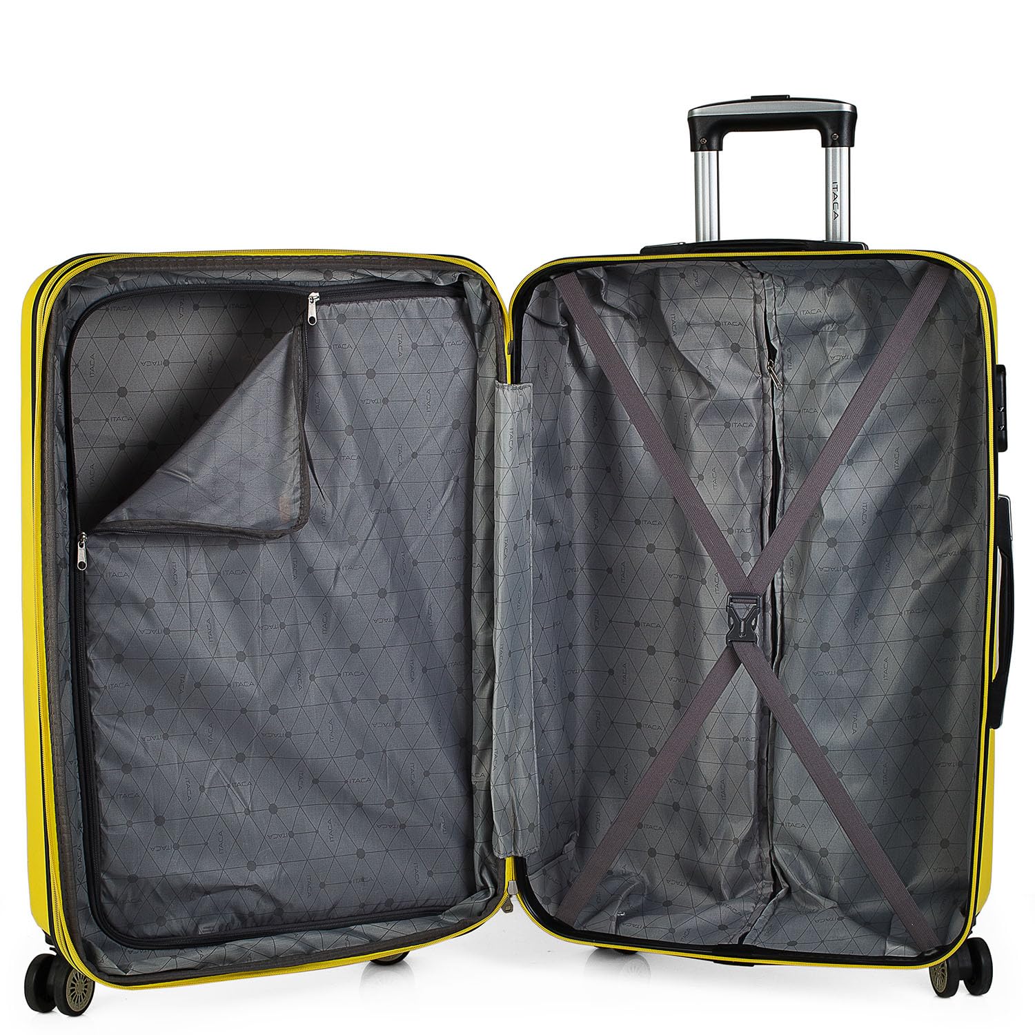 ITACA - Maletas Grandes De Viaje Rígidas Ligeras con 4 Doble Rueda 360° Maleta Grande 23 Kilos Alta Resistencia Extensible Maleta XL Duradera, Amarillo