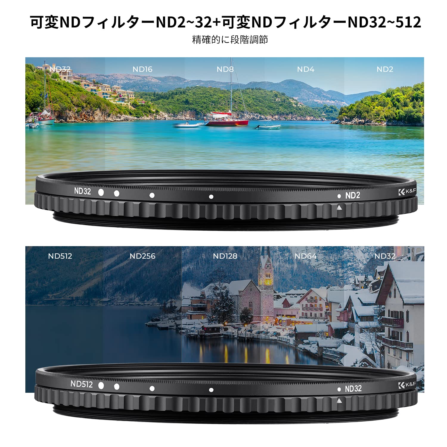Amazon | K&F CONCEPT 55mm 可変NDフィルター ND2-ND32+ND32-ND512 2枚