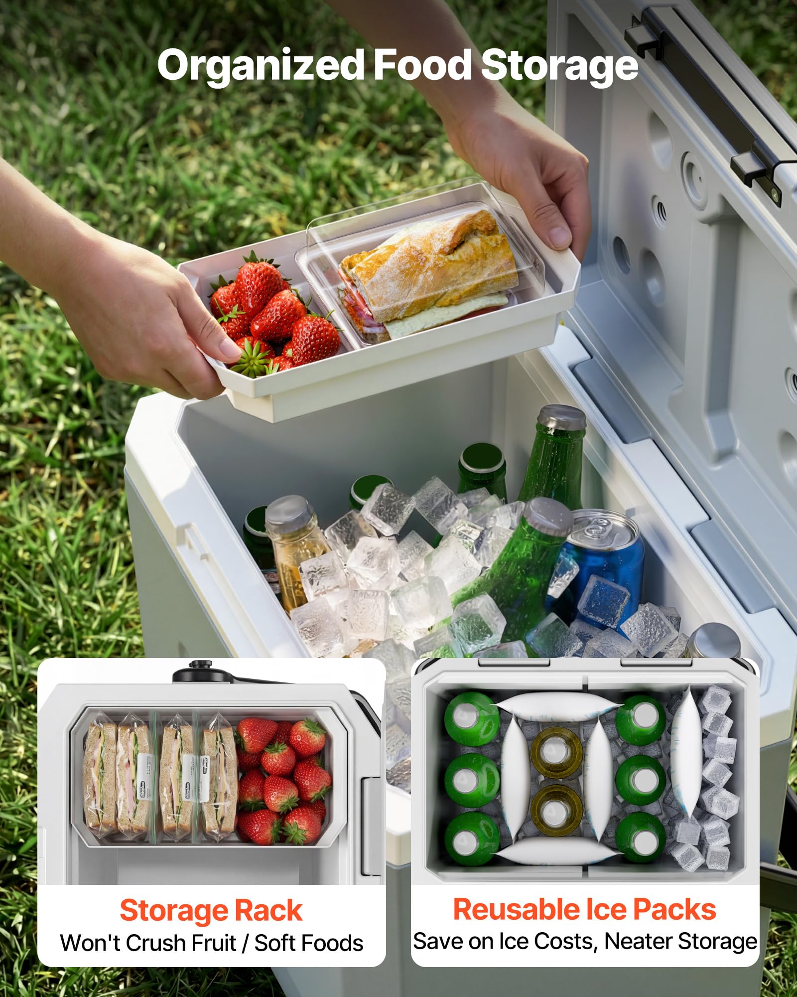 VEVOR Kühlbox 16 L, Passiver Kühlbehälter, Hält den Inhalt 48 Stunden Lang Kühl, Isolierbox mit Eisspeicher & Robustem Griff, Coolbox ohne Strom, Ultraleicht für Camping, Konzerte & Sport