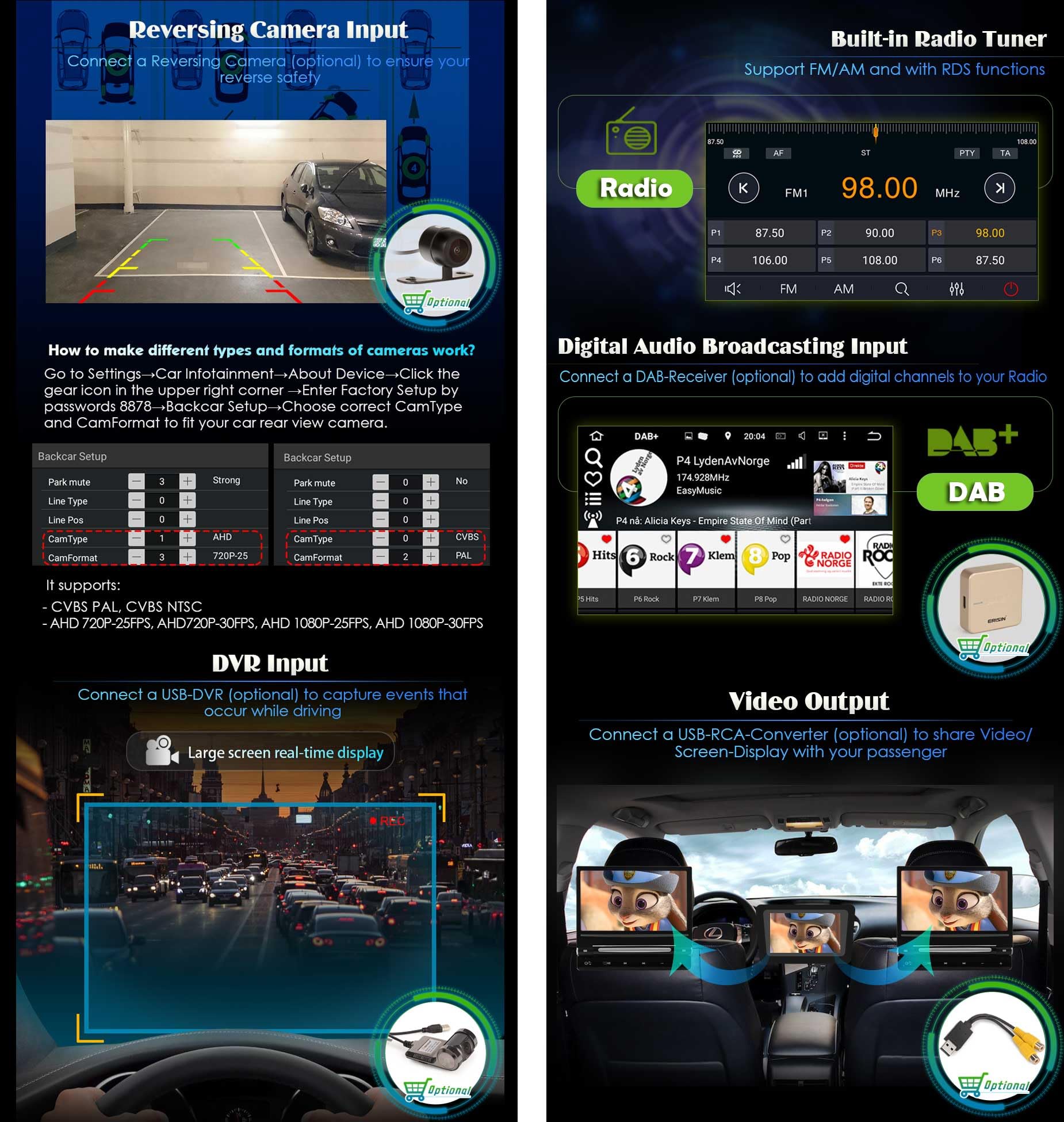 Erisin 8 Core Android 14 Autoradio per Alfa Romeo Mito Supporto GPS Navigatore Auto Senza fili Carplay Android Auto Bluetooth Wifi 4G 7 pollici Touch screen Lettore DVD