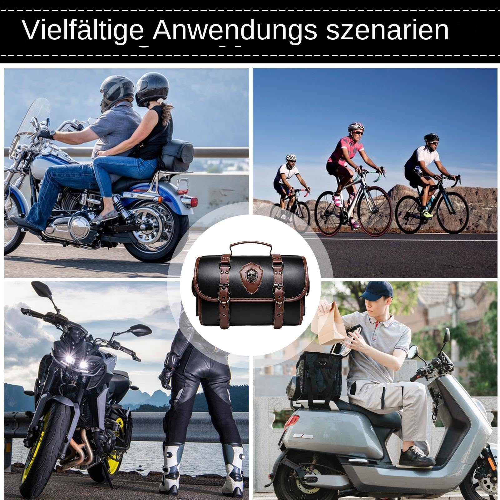Sac De Rangement Moto Outil De Stockage Multifonction en Cuir PU | Stockage Sangles Ajustables Pour Cadre Latéral De Siège Arrière Trottinettes Électriques Sac De Queue Pour Moto En Cuir