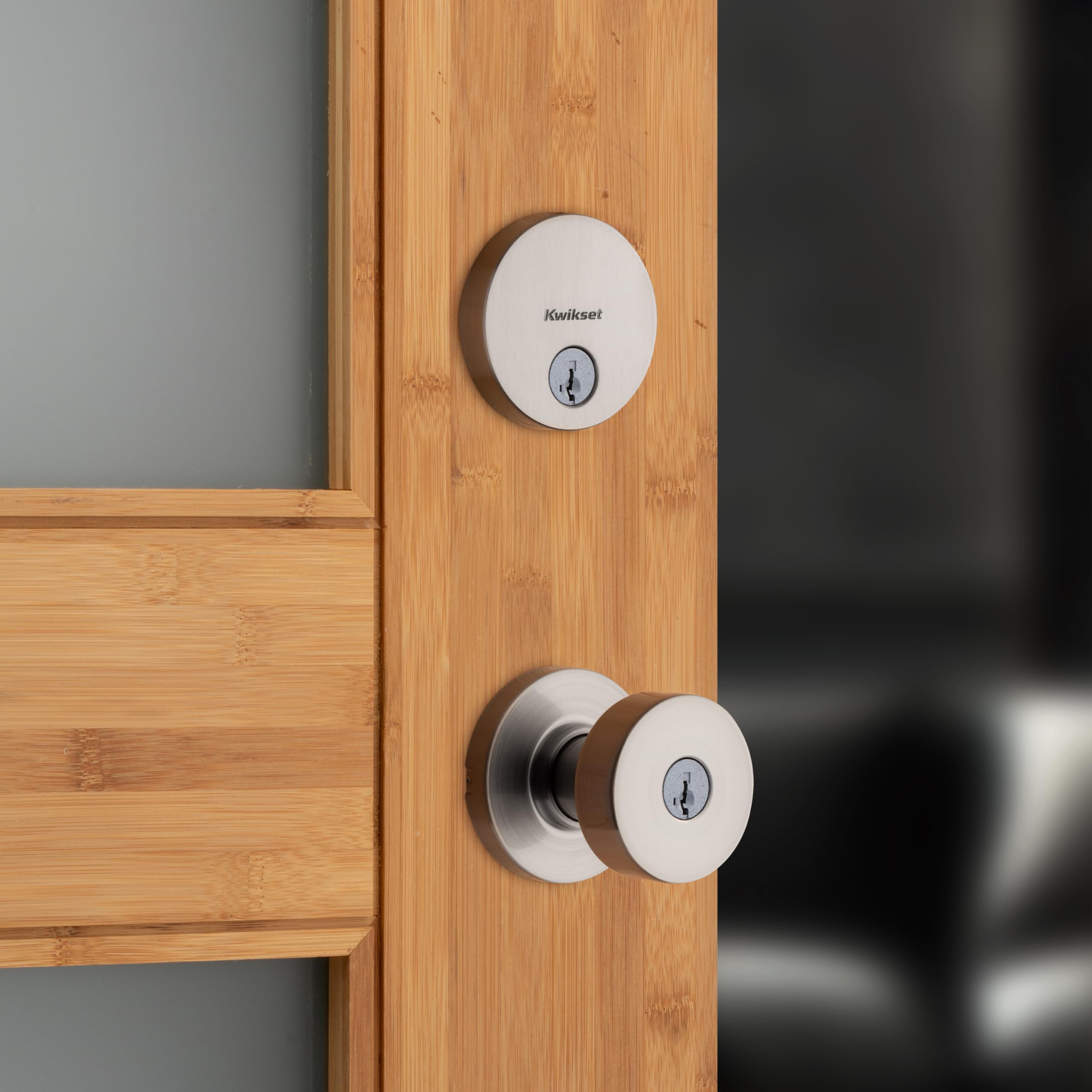 Kwikset Pismo Deadbolt & Knob Combo - Satin Nickel -2 Kwikset Pismo Deadbolt & Knob Combo - Satin Nickel -2