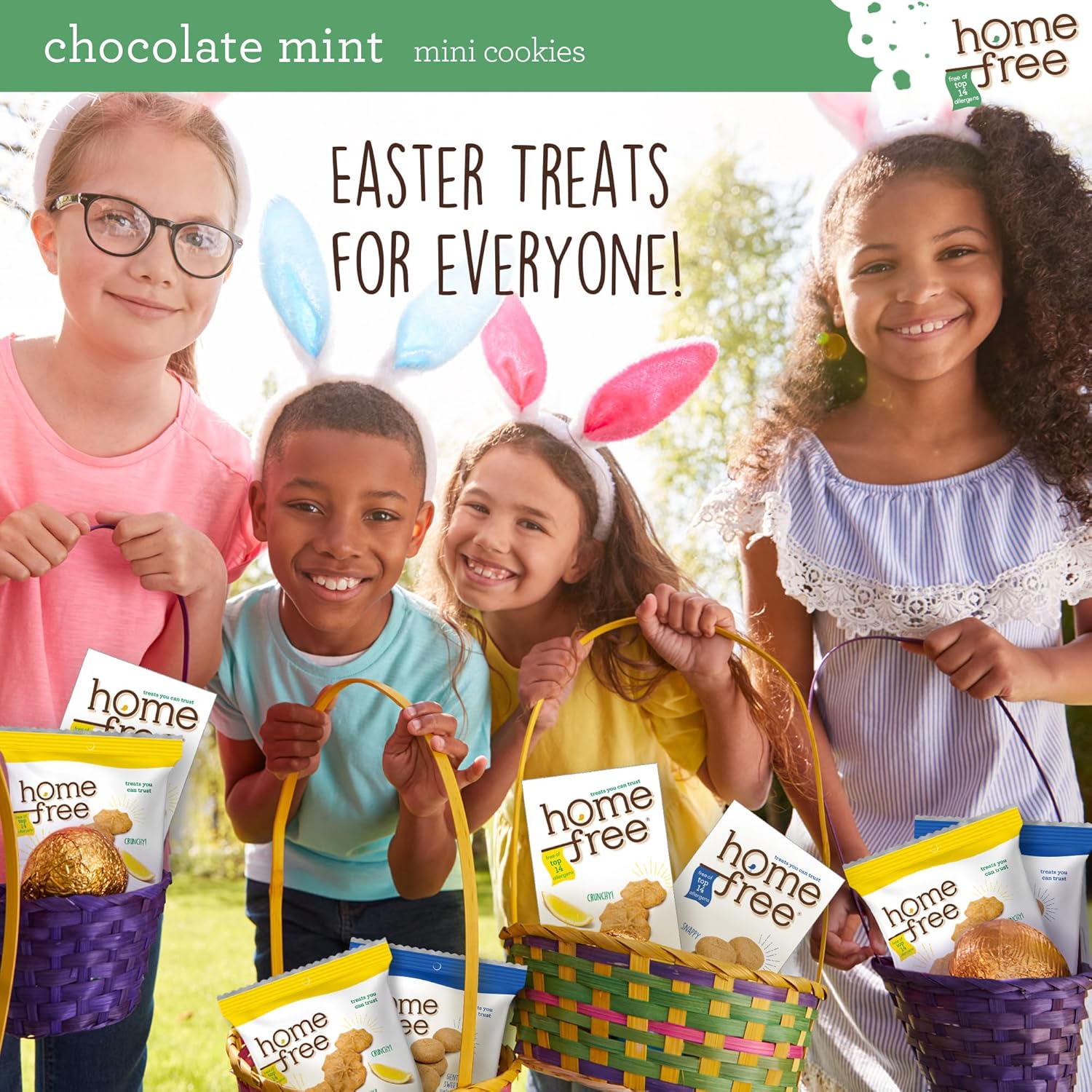 Homefree Chocolate Mint Mini Cookies, Gluten Free, Nut Free, Vegan, Individually Wrapped Packs, School Safe and Allergy Friendly Snack, 0.95 oz. (Pack of 30)