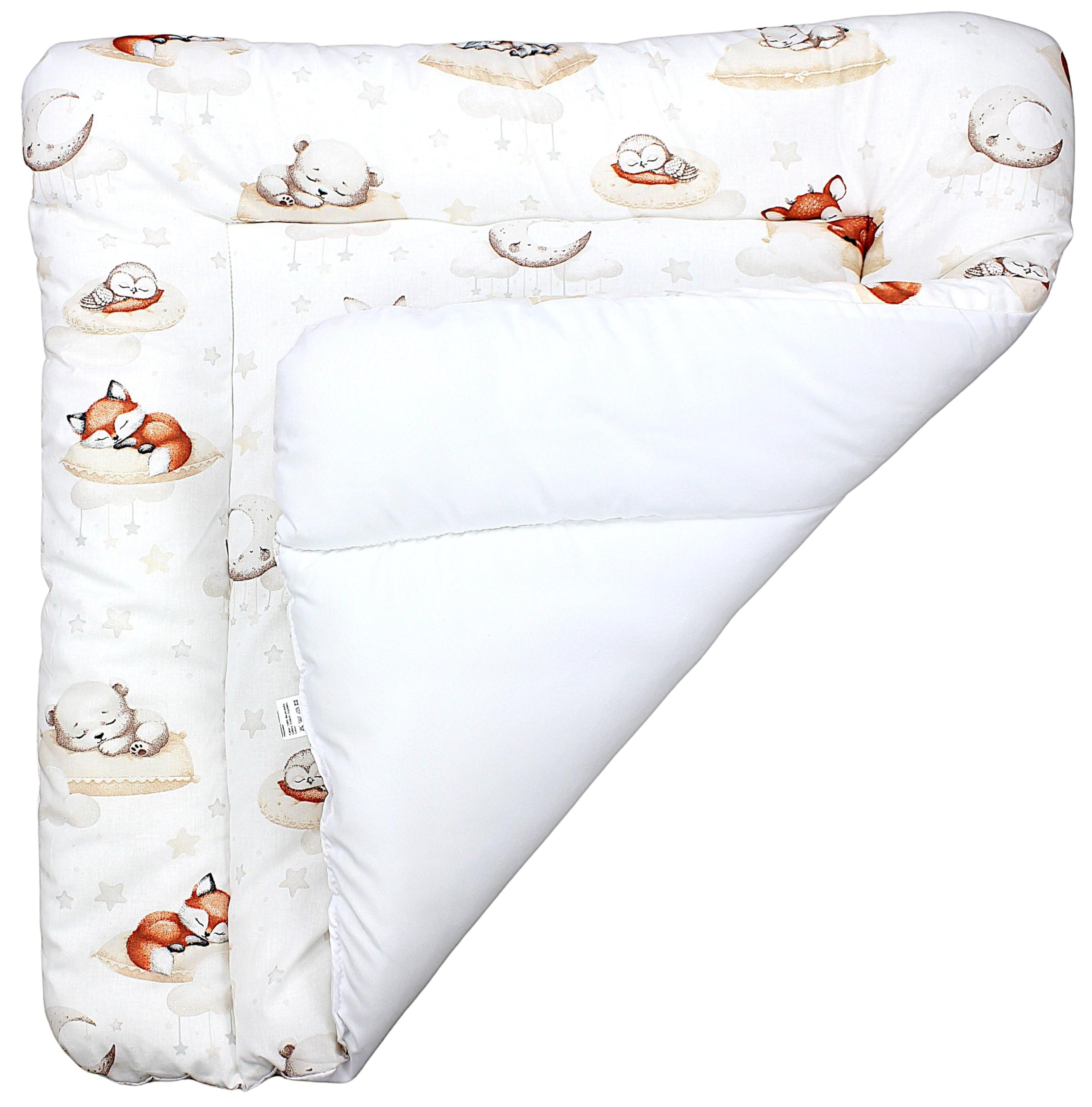 TupTam Matelas à Langer à Motifs pour Bebe Filles et Garçons, Bébés animaux endormis/Beige, 70 x 70 cm - 5