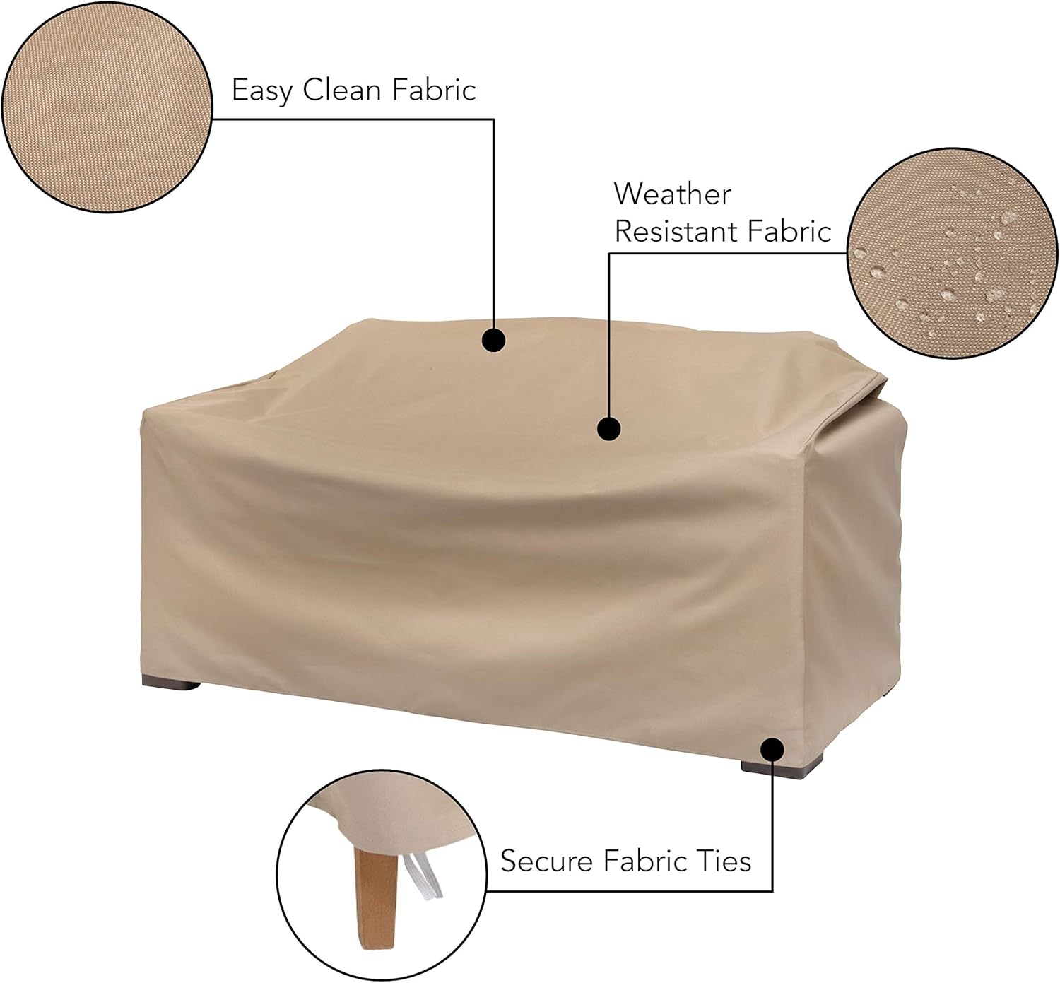 Modern Leisure Basics Patio Loveseat Cover, 55"L x 33"W x 38"H, Khaki