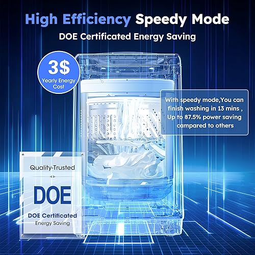 Miniatura 5 de Lavadora compacta de carga superior, lavadora completamente automática de 1.5 pies cúbicos con 10 niveles de agua y 8 programas de lavado para