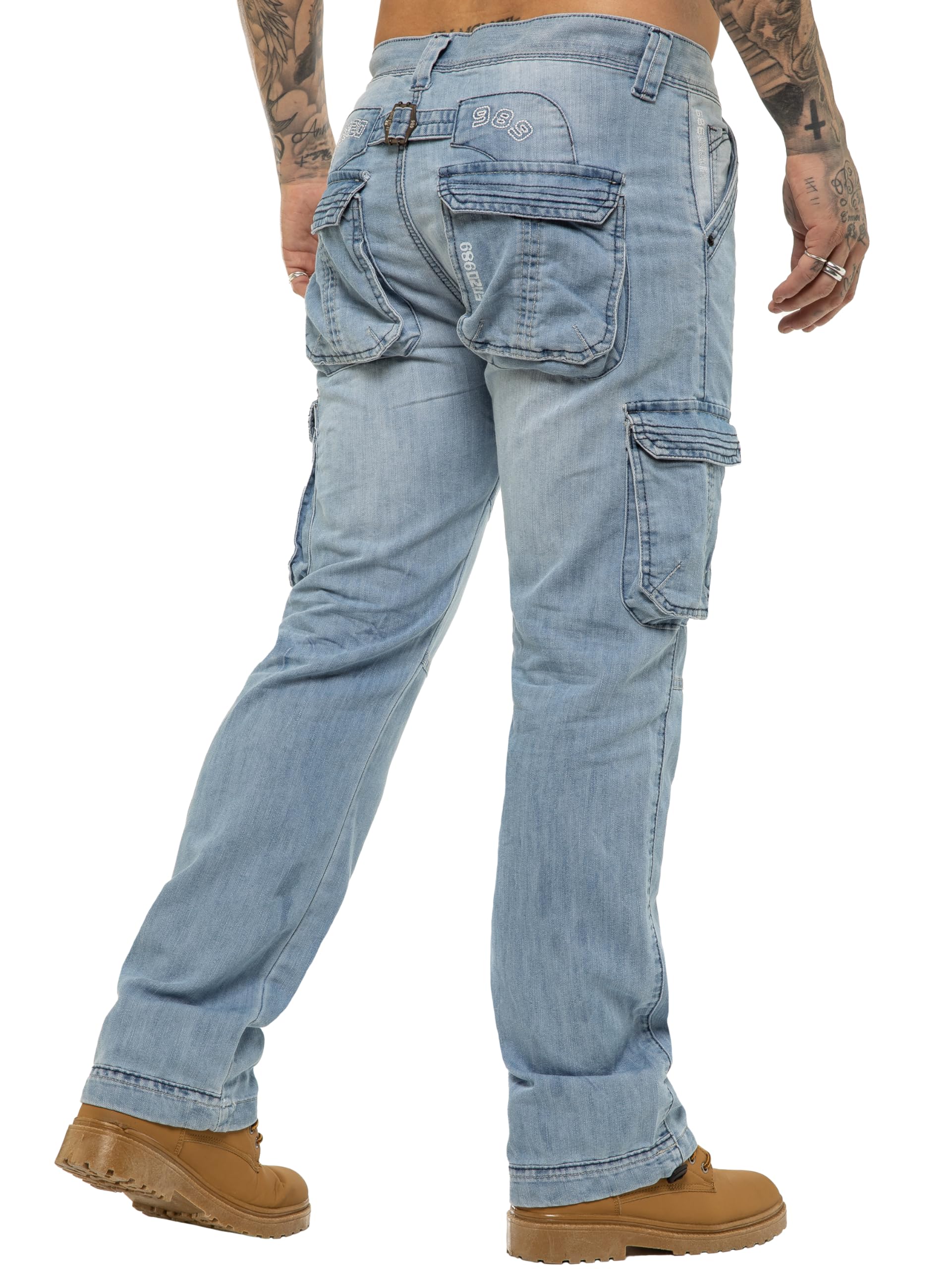 Pantalon Cargo Jeans Coupe Classique Coton Homme avec 6 Poches