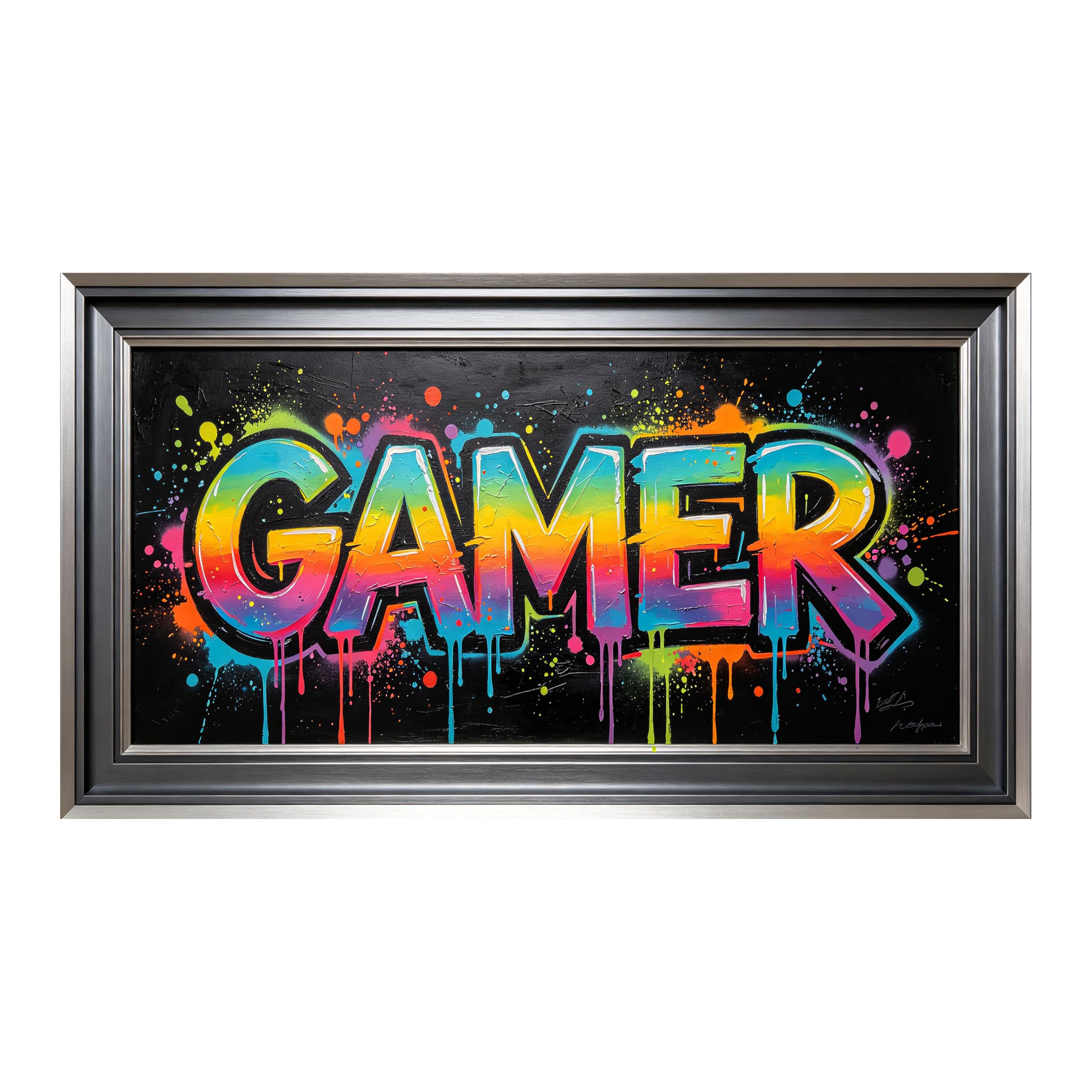 Yzpallescene Art260711234 3D Framed Wall Art Gamer Neon Graffiti Abstract Large Size Selfadhesive Removable Wall Decor Prints Artwork For Living Room Bedroom Office