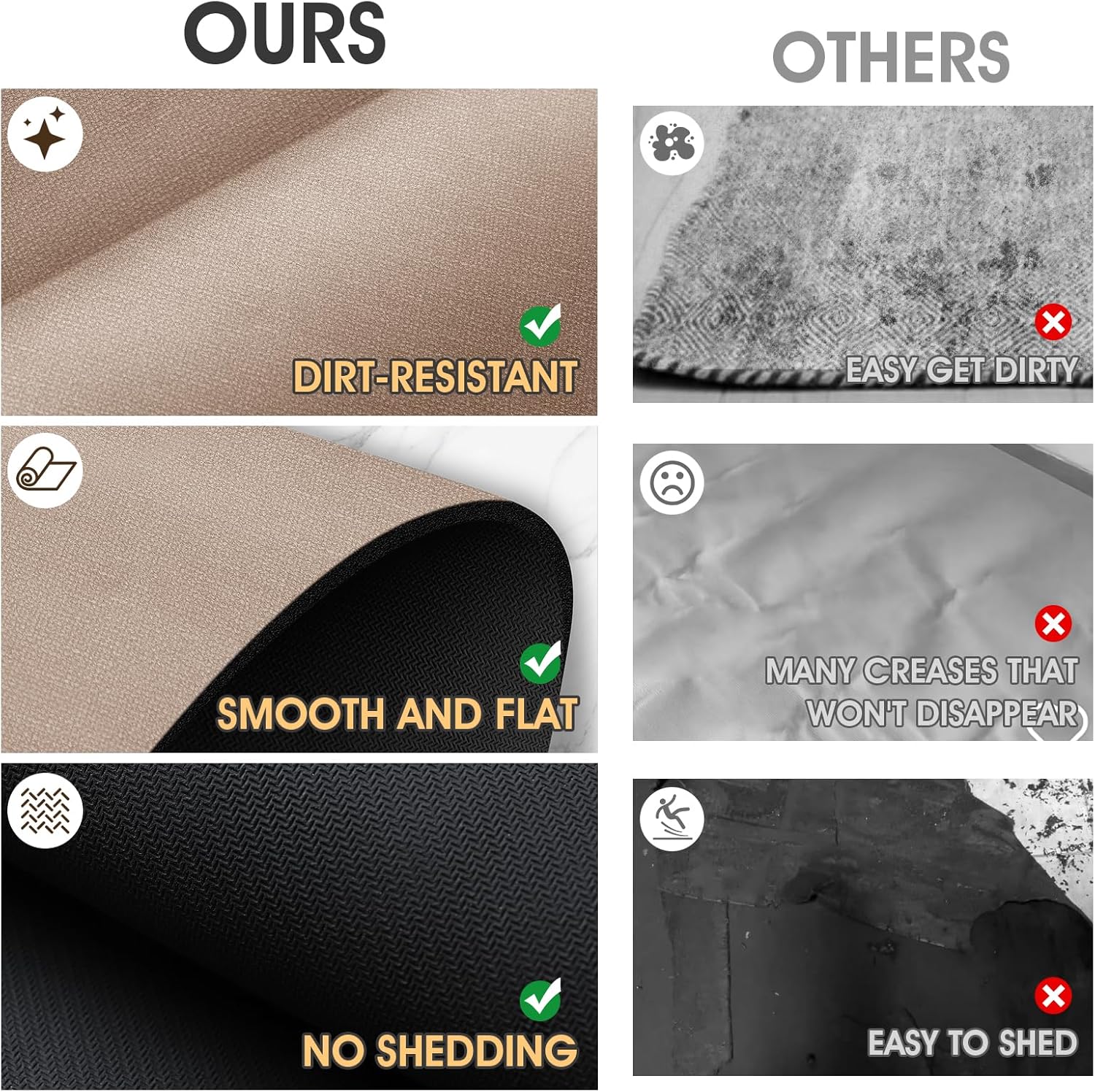 Ultra Thin Bath Mat, Upgrade Backing Non Slip Thin Bath Mats Fit Under Door, Quick Dry Ultra Absorbent Bathroom Rugs, Machine Washable Bath Rugs for Bathroom, Bathtub, Taupe/Solid/24"x17"+48"x20" - Image 5