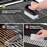 Vista 3 de Limpiador de parrilla con asa, kit de limpieza de parrilla para accesorios Blackstone, cepillo de ladrillos de limpieza de piedra para parrilla