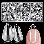 AddFavor Short Almond Nail Tips, 600pcs Soft Gel Nail Tips Almond Fake Nails Full Cover Clear False Acrylic Nails Tip for Press on Nails, Nail Extensions