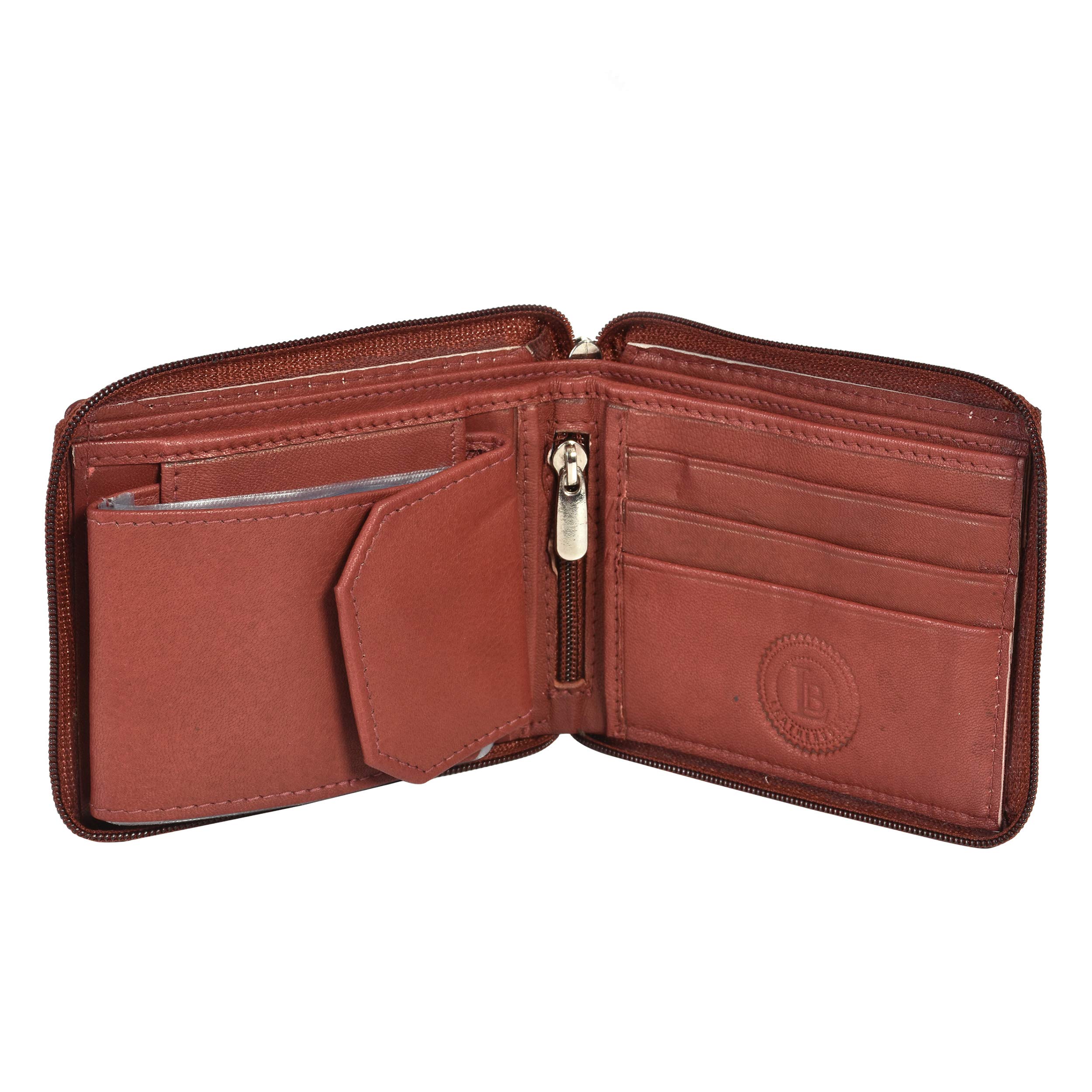 LeatherBoss Men's All Around Zipper Bifold Wallet With Outside ID Pocket