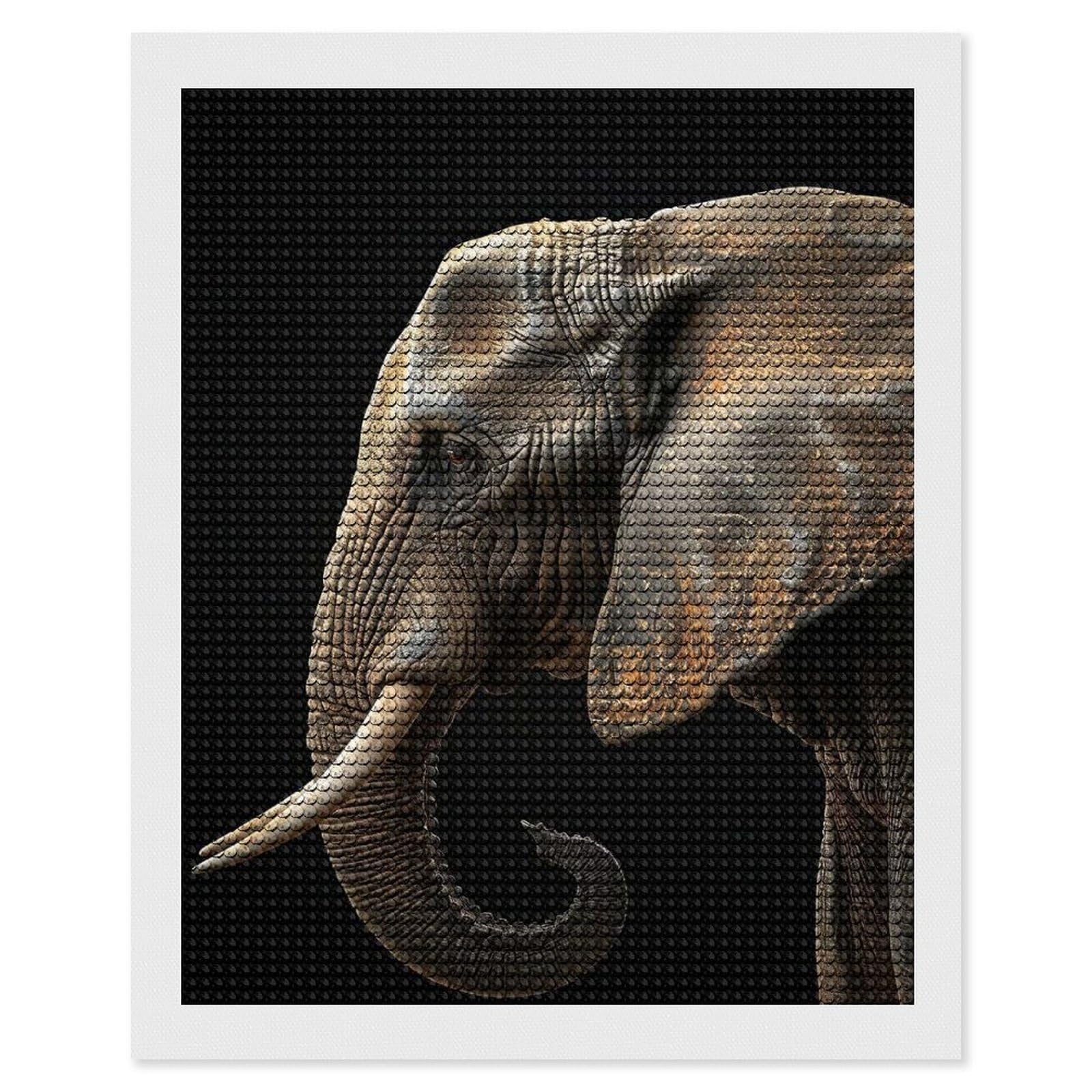 Junmoney Elephant 5D Diamond Painting Kit 16"x20", Relaxing DIY, Mindful Craft Project, Full Kit Included, Thoughtful Present