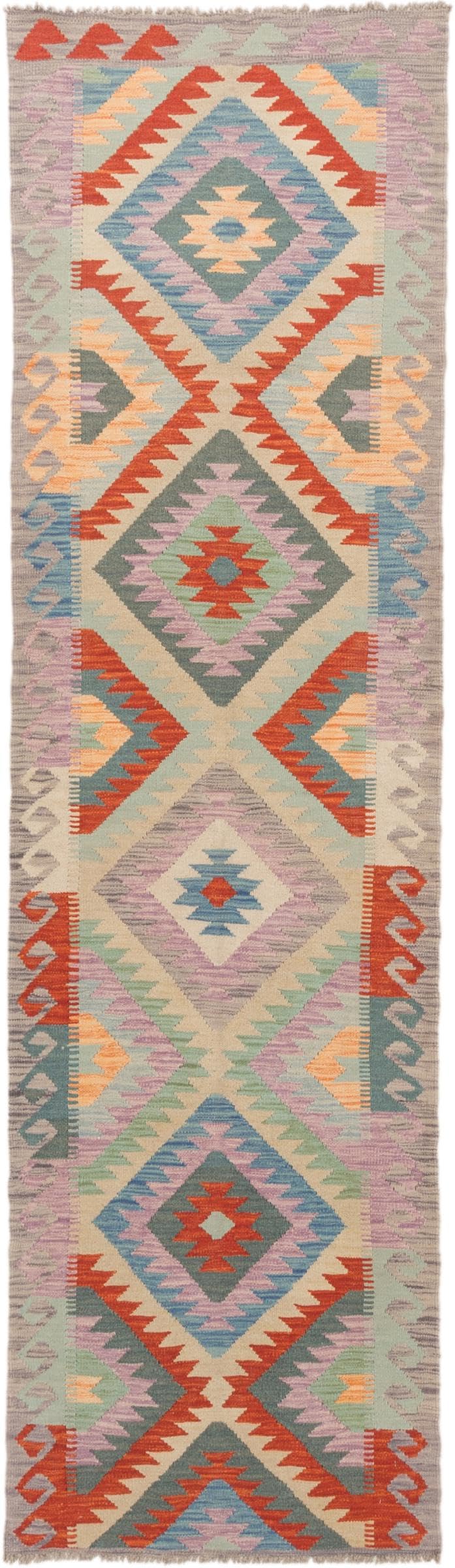 Tapis de course Kilim Afghan tissé main en laine 82x283 pour un couloir élégant